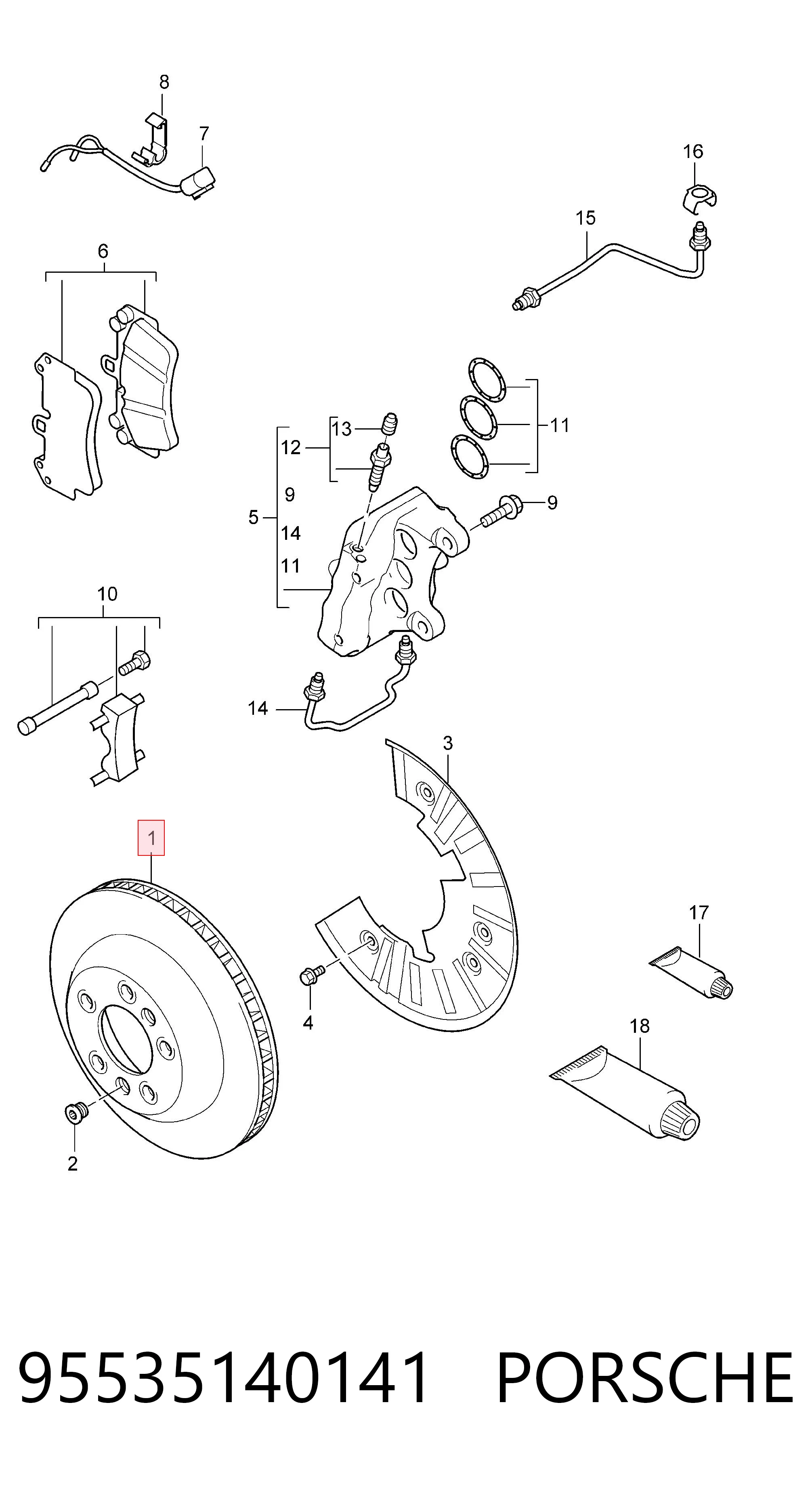 95535140141 Porsche Гальмо дискове переднє