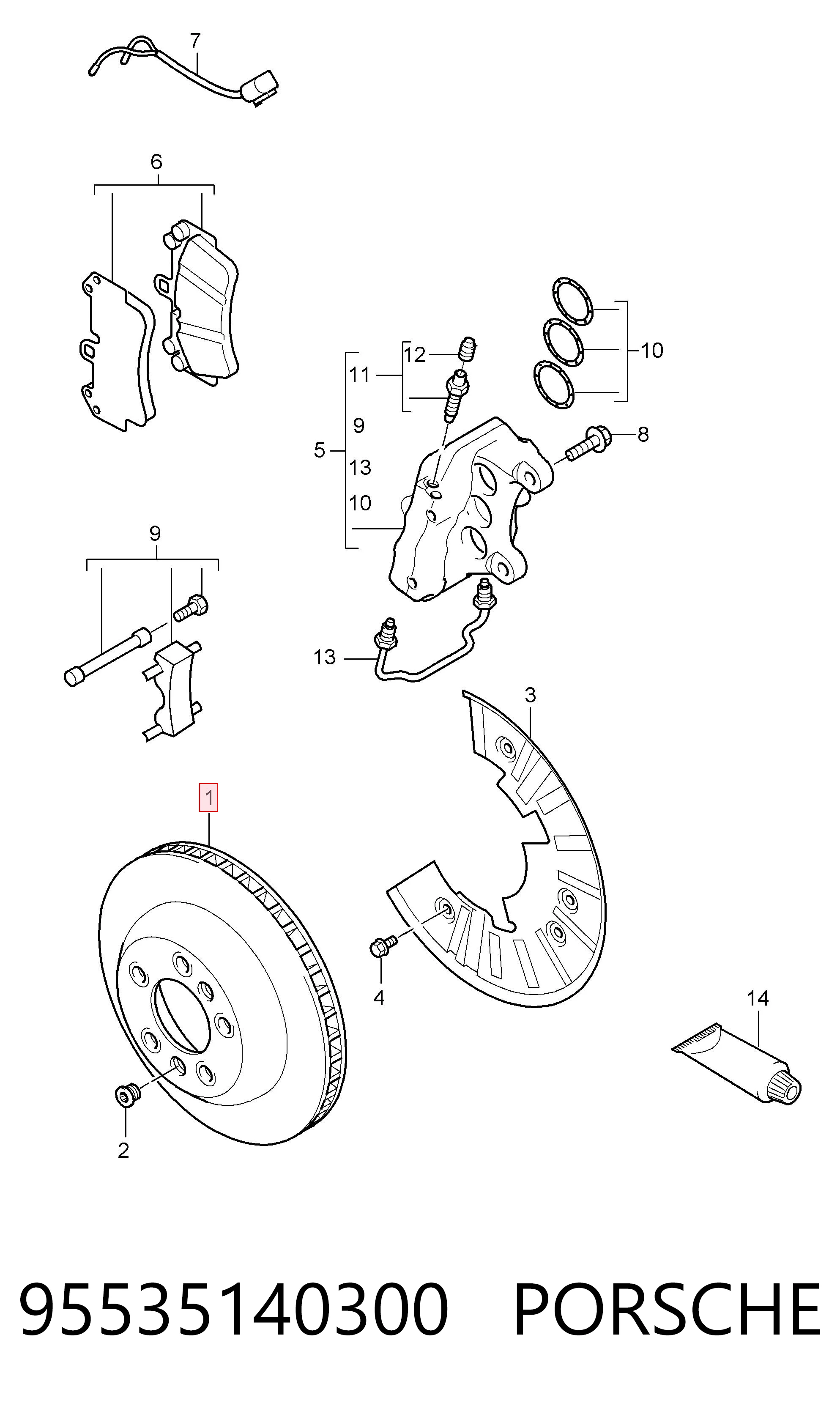 95535140300 Porsche Гальмо дискове переднє
