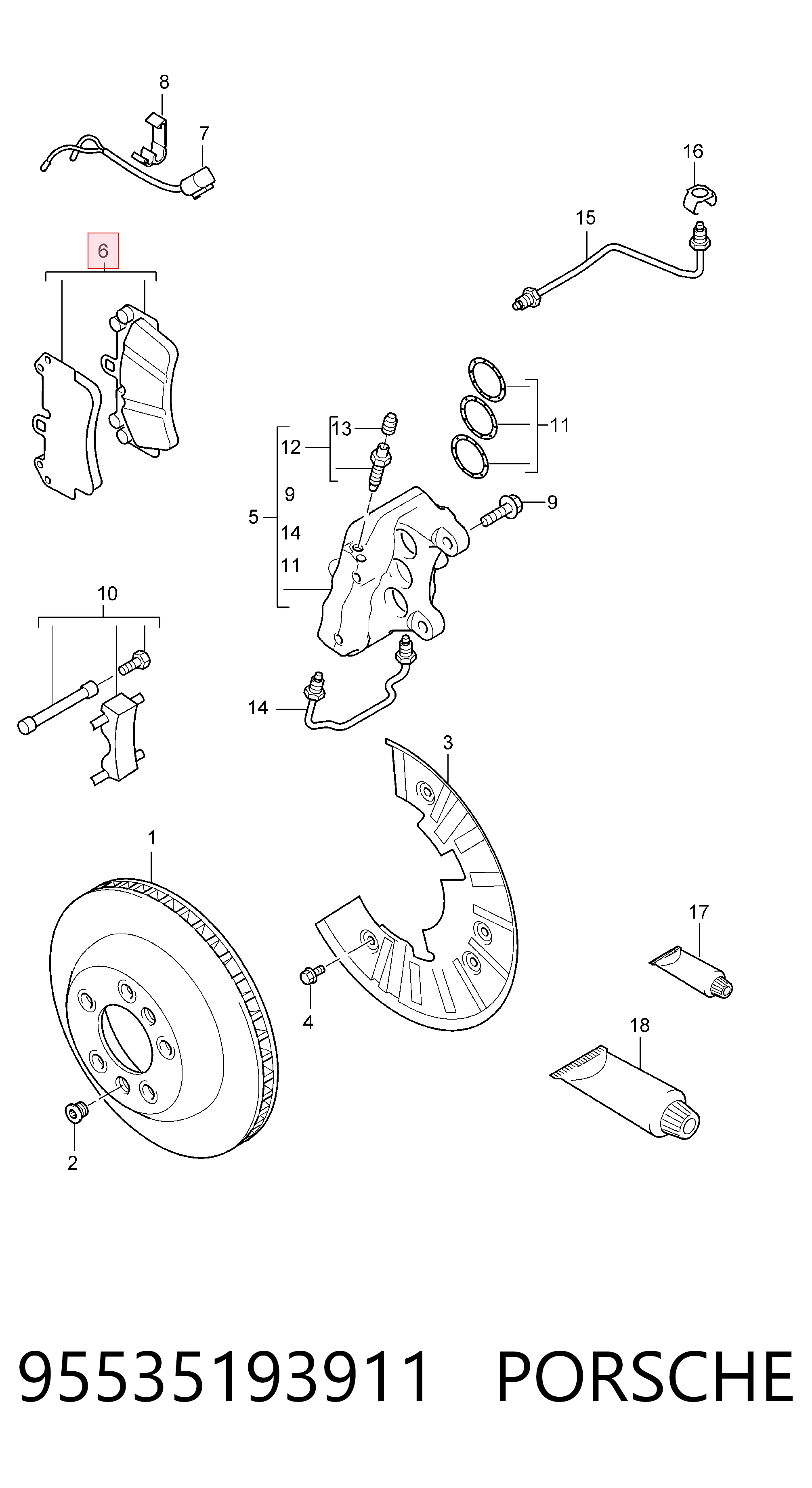 95535193911 Porsche Передні гальмівні колодки