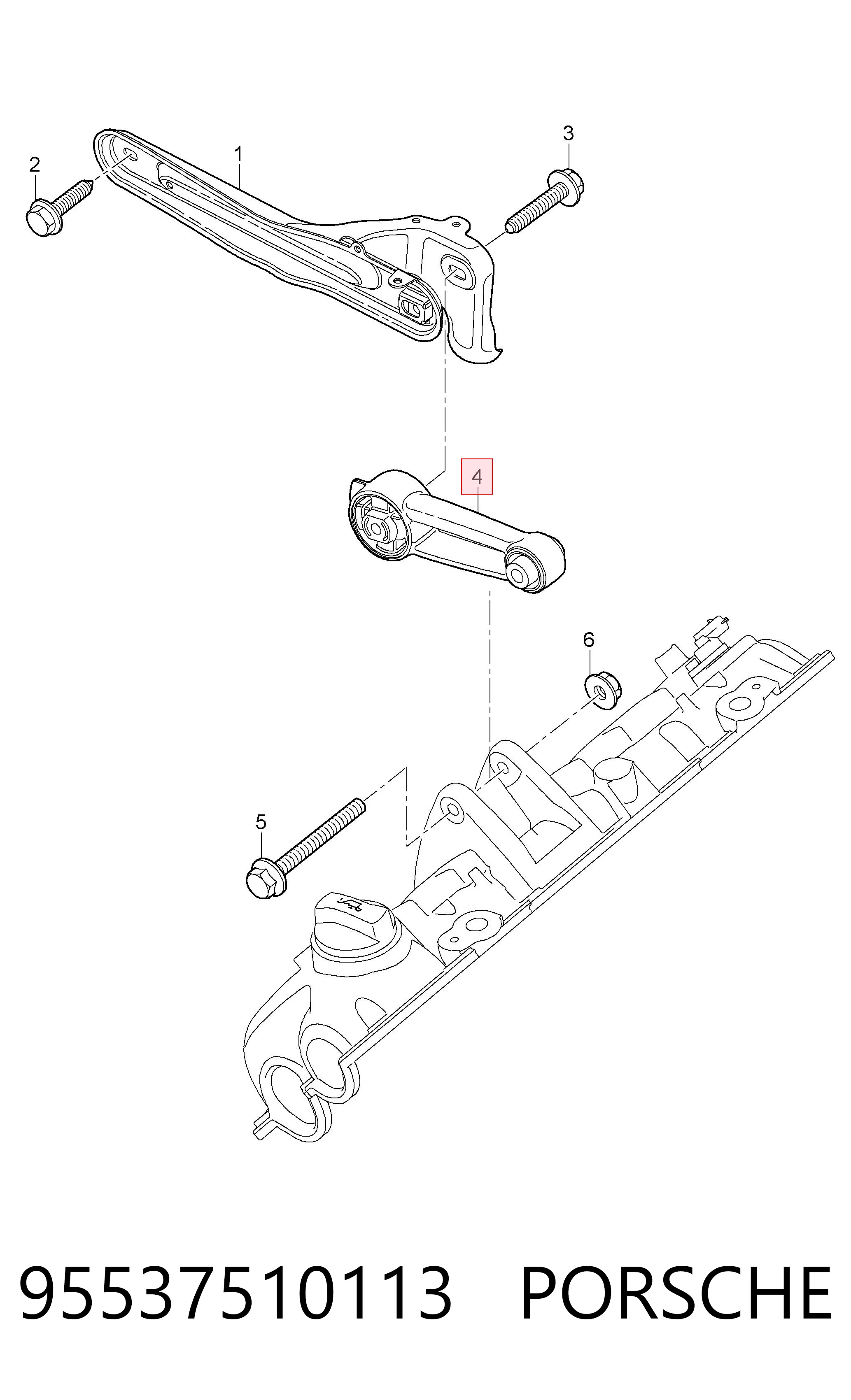 95537510113 Porsche Подушка (опора) двигуна, верхня
