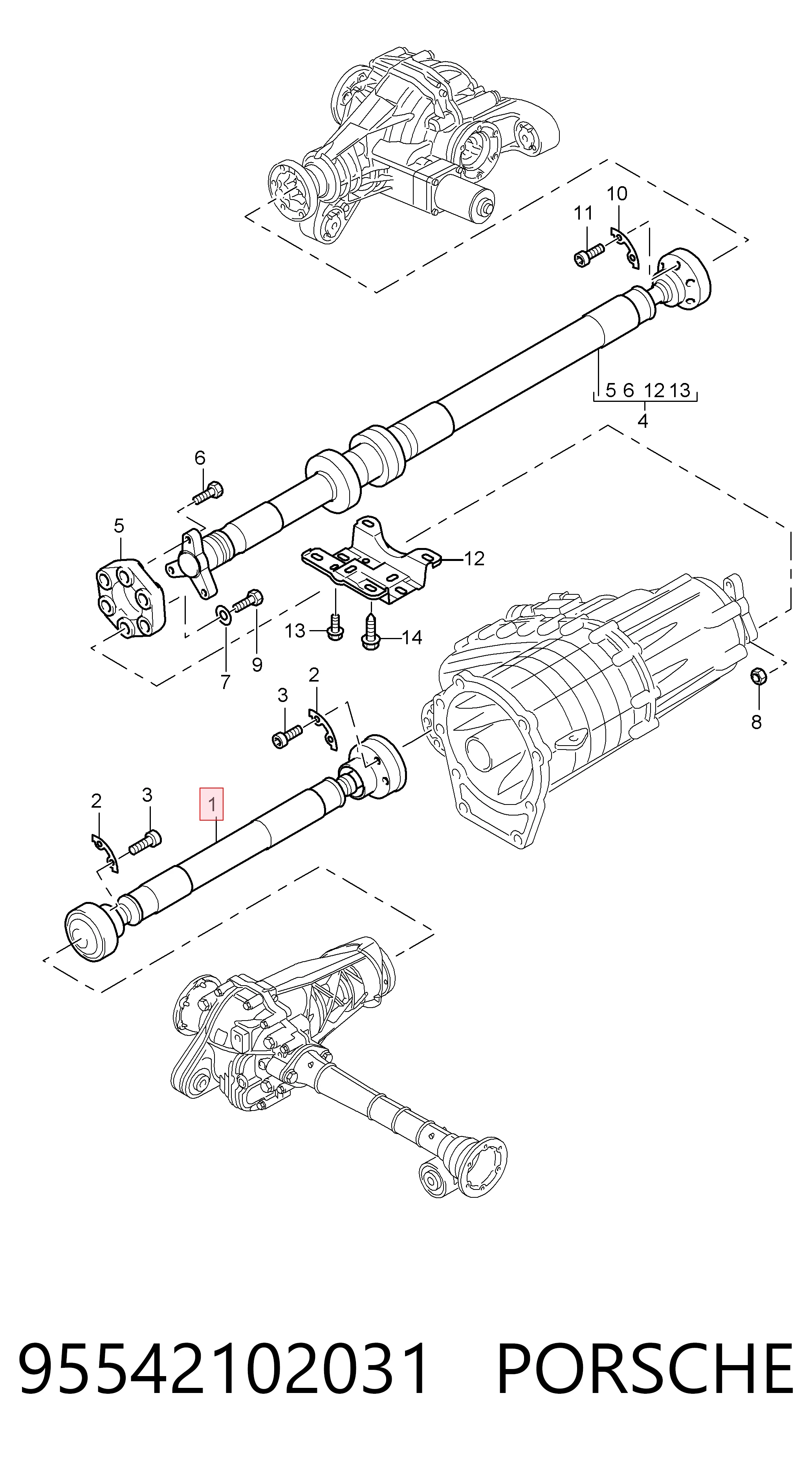95542102031 Porsche Кардан передній