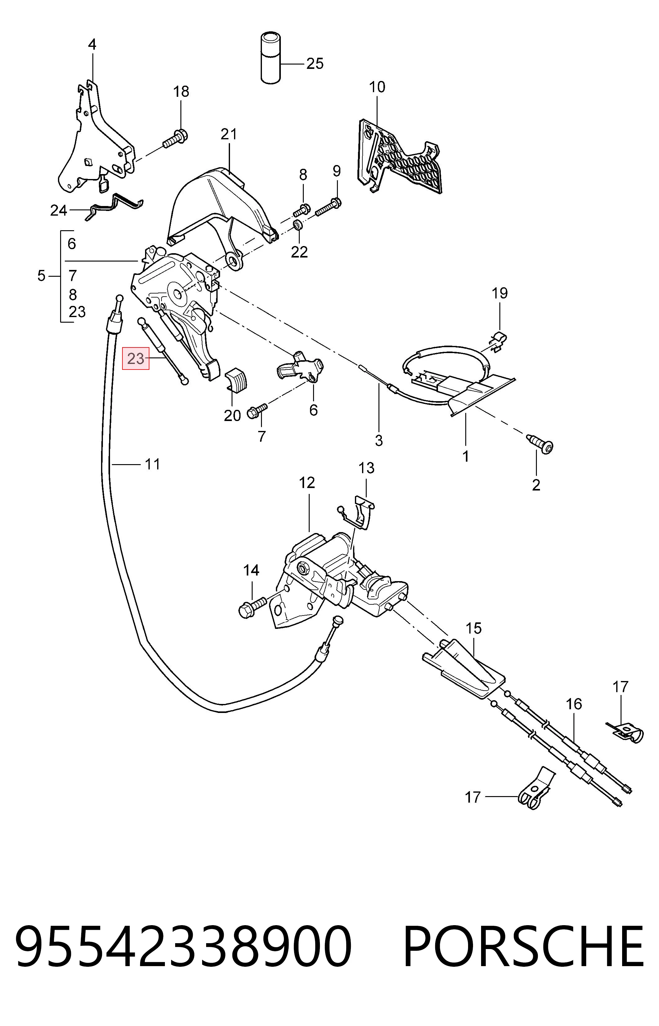 95542338900 Porsche Амортизатор педалі стояночного гальма