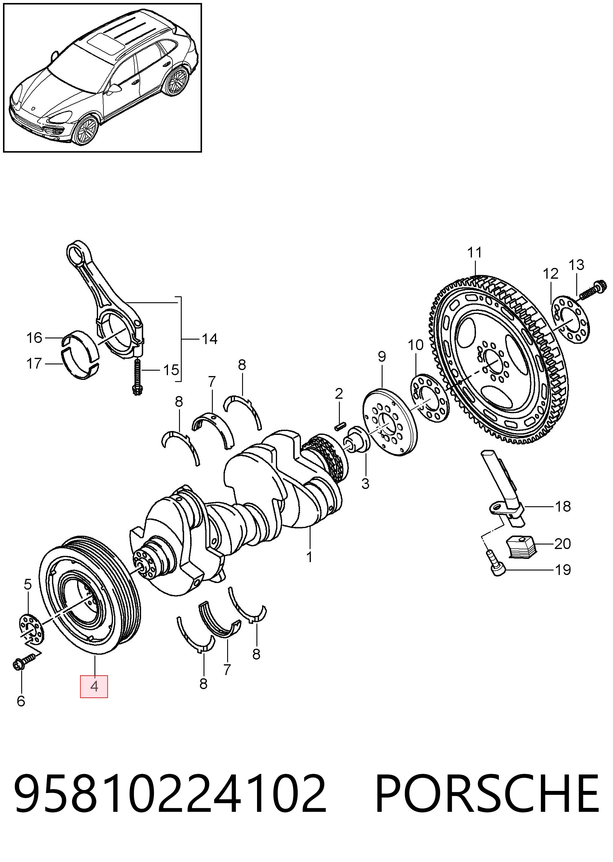 95810224102 Porsche Демпфер колінвалу