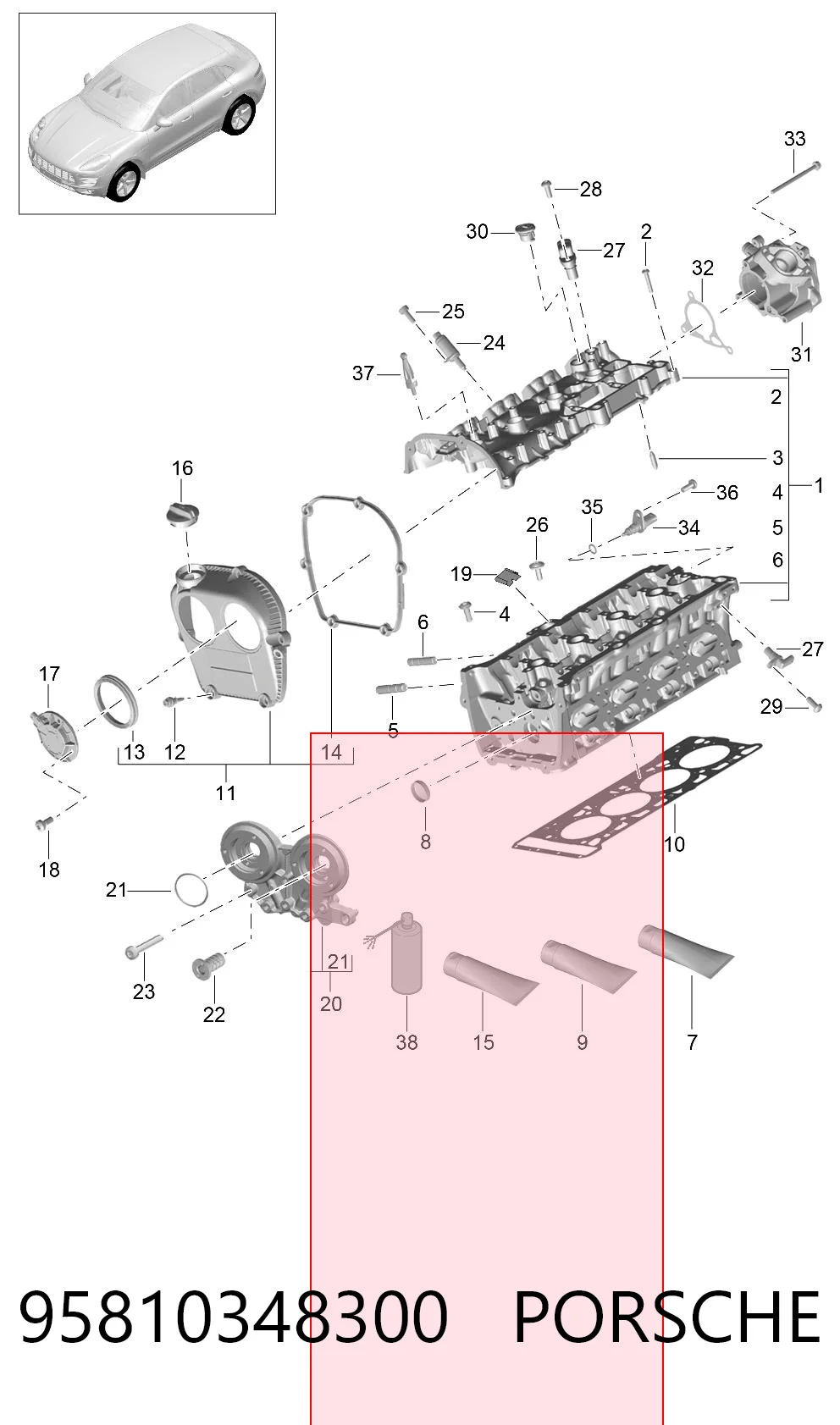 95810348300 Porsche Прокладка передньої кришки двигуна