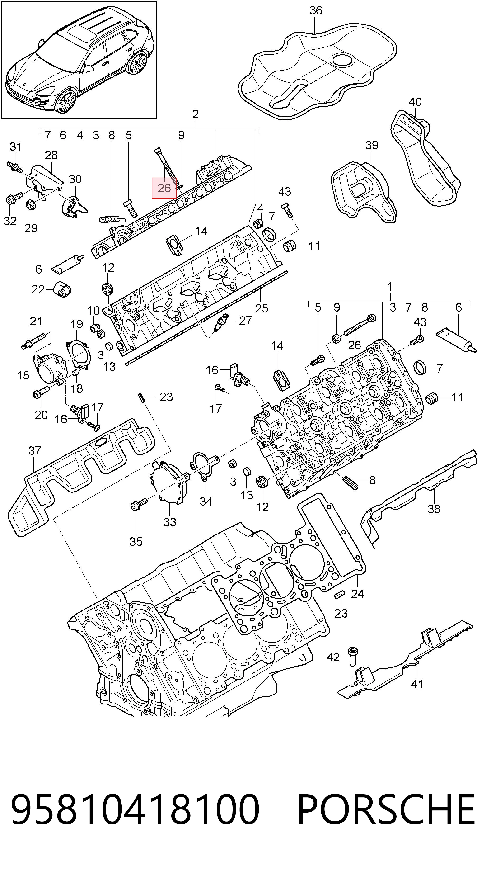 95810418100 Porsche Болт кріплення головки блоку циліндрів