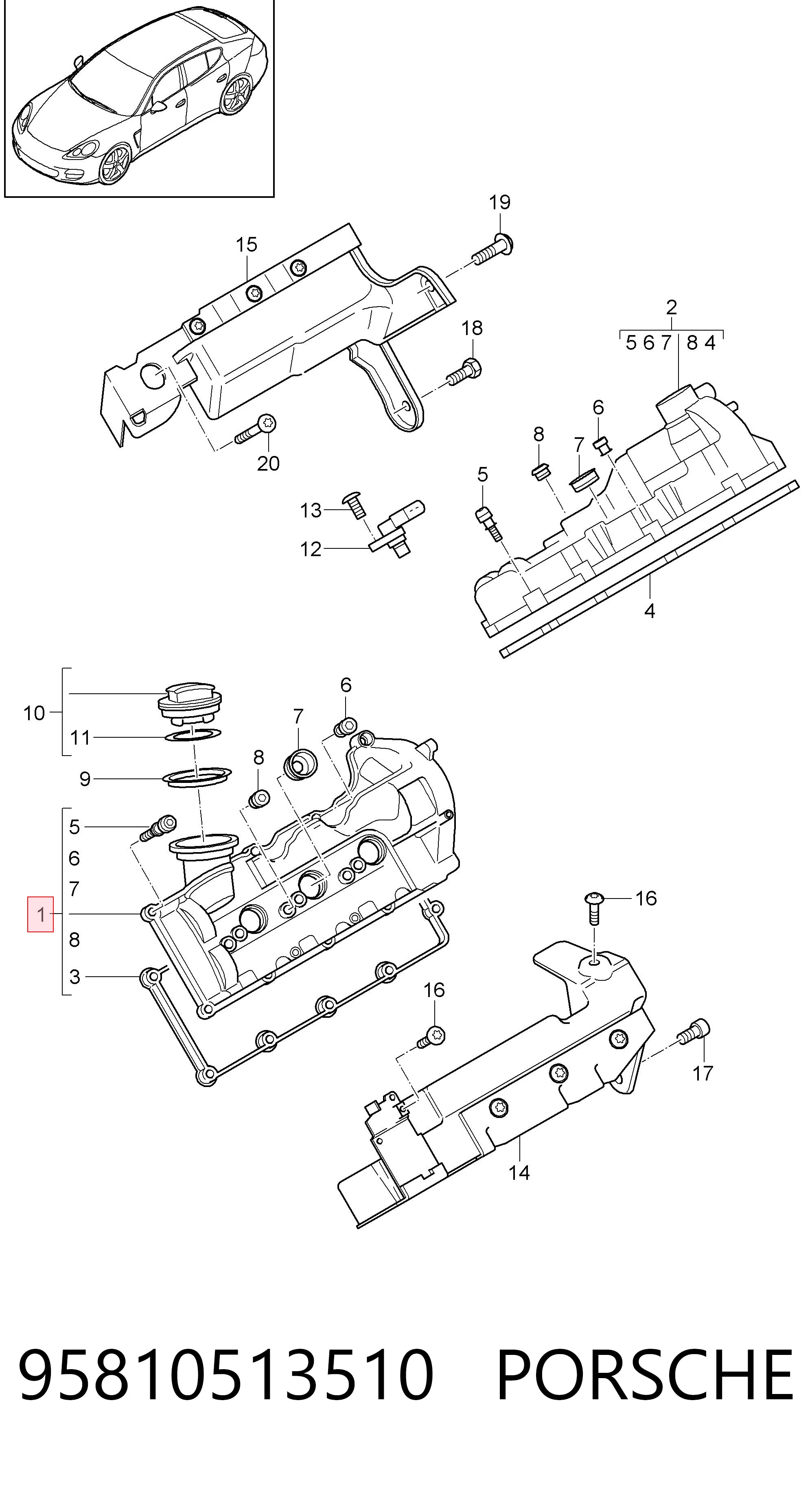 95810513510 Porsche Кришка клапанна, ліва