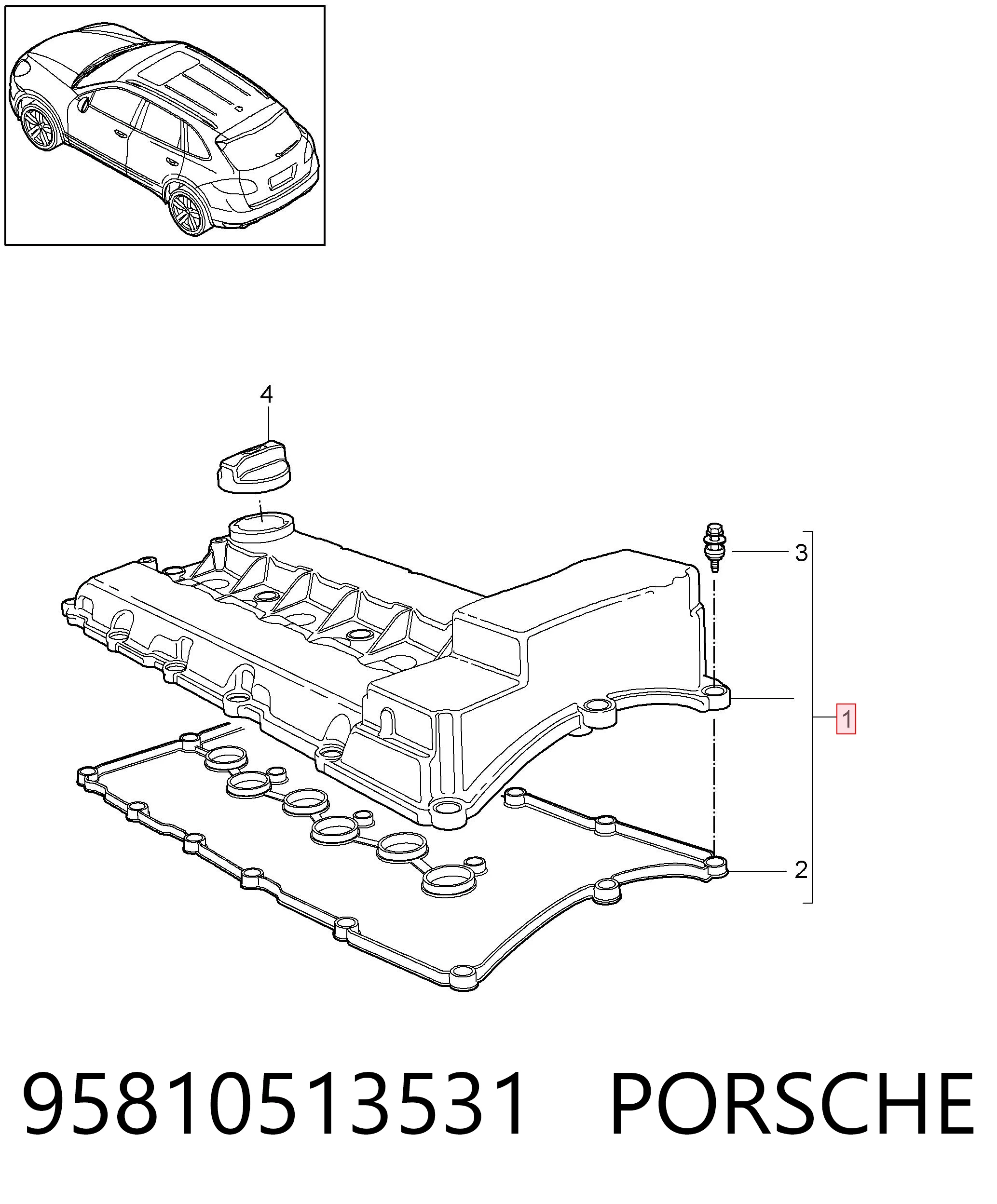 95810513531 Porsche Кришка двигуна