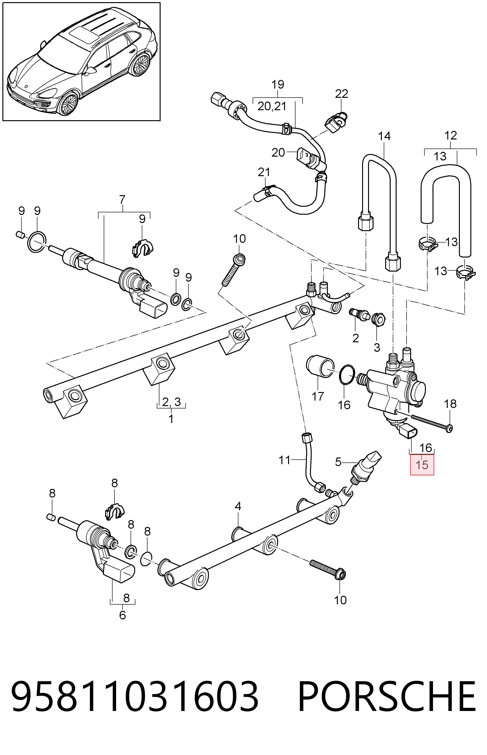 95811031603 Porsche Насос паливний високого тиску (ПНВТ)