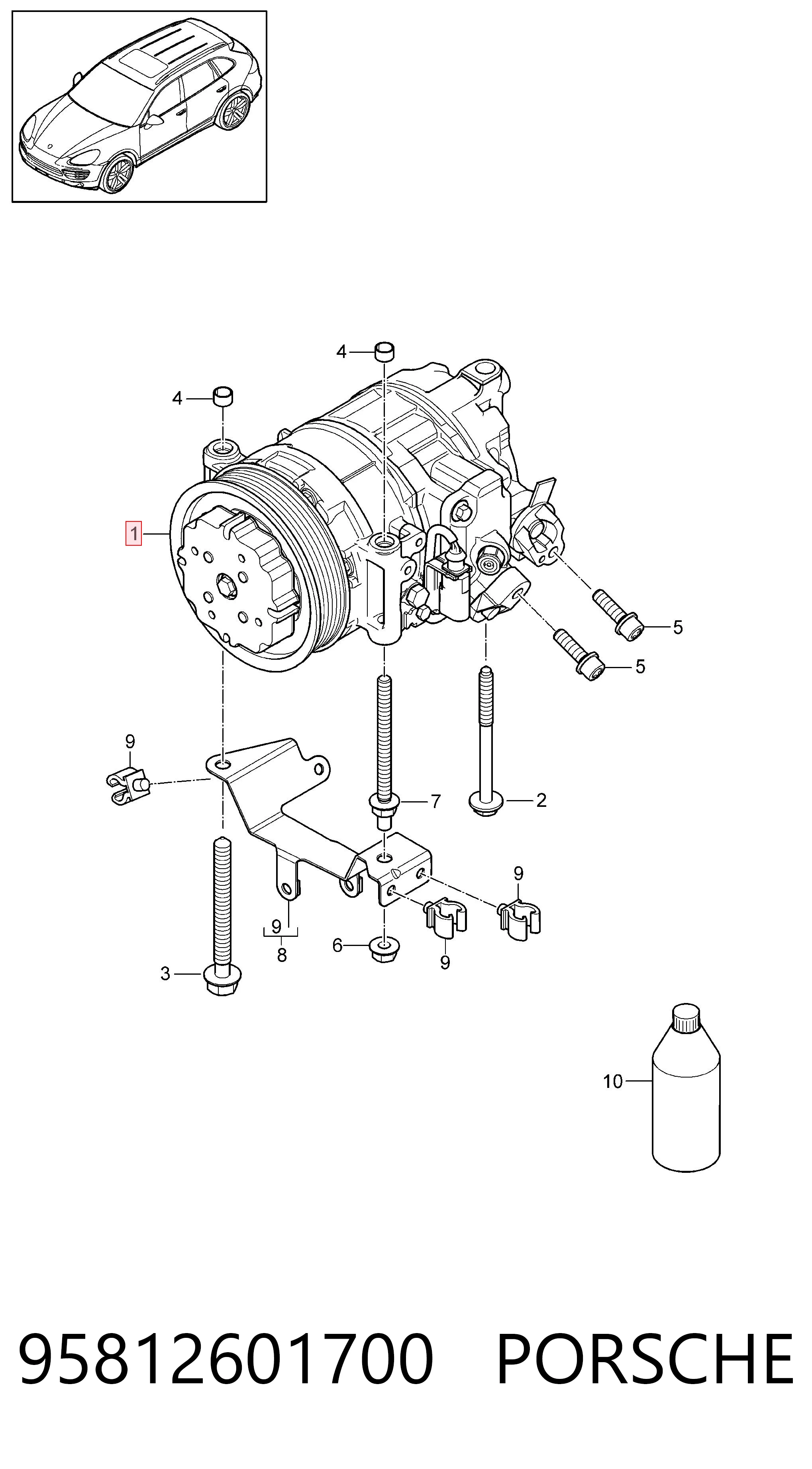 95812601700 Porsche Компресор холодоагенту