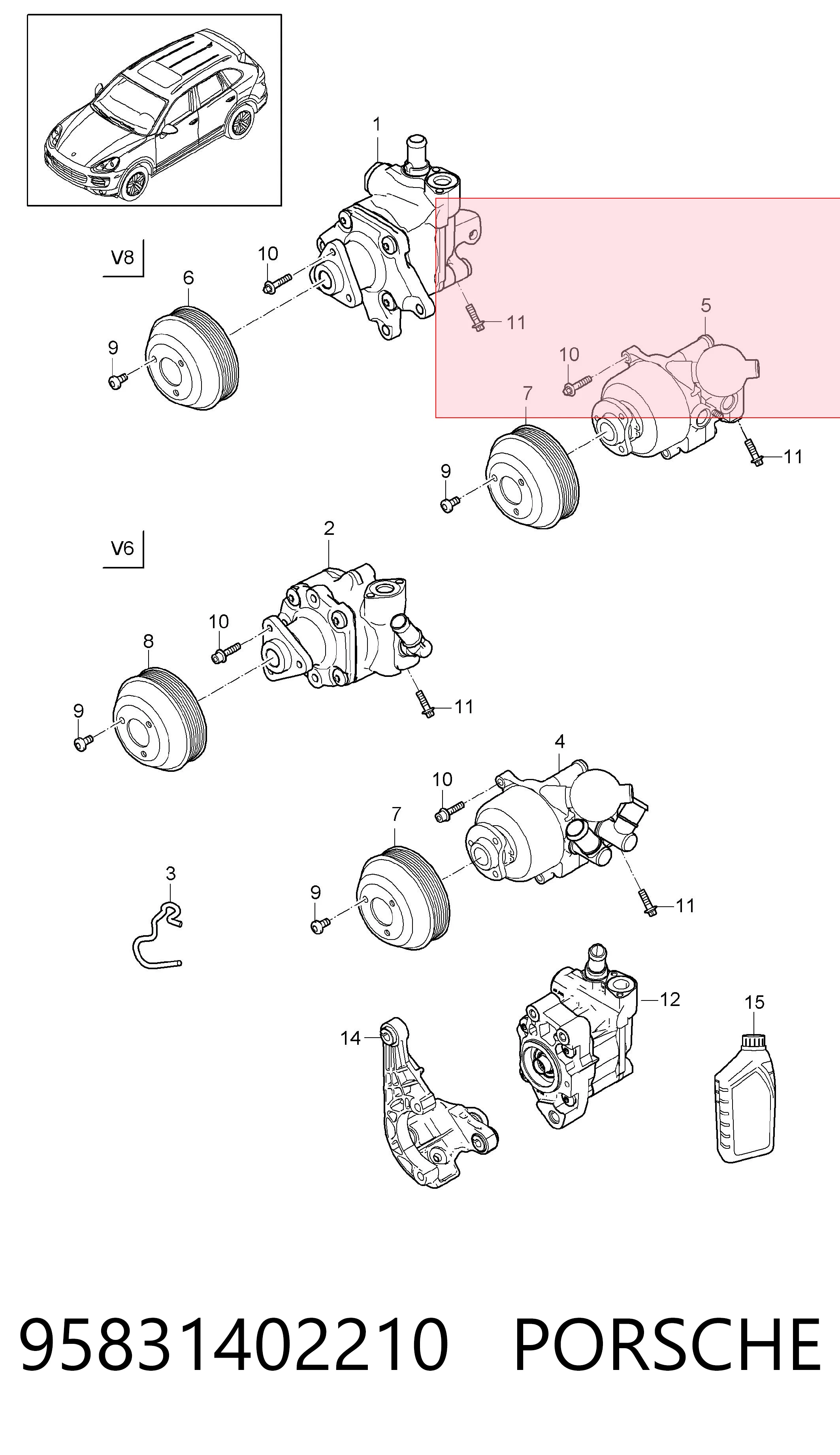 95831402210 Porsche Насос гідропідсилювача