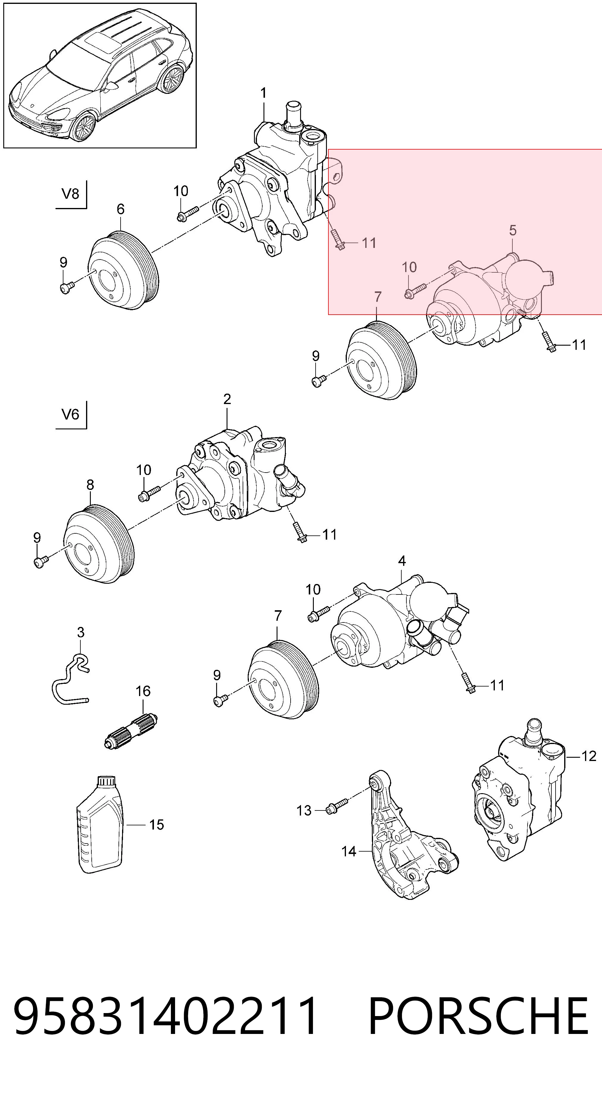 95831402211 Porsche Насос гідропідсилювача