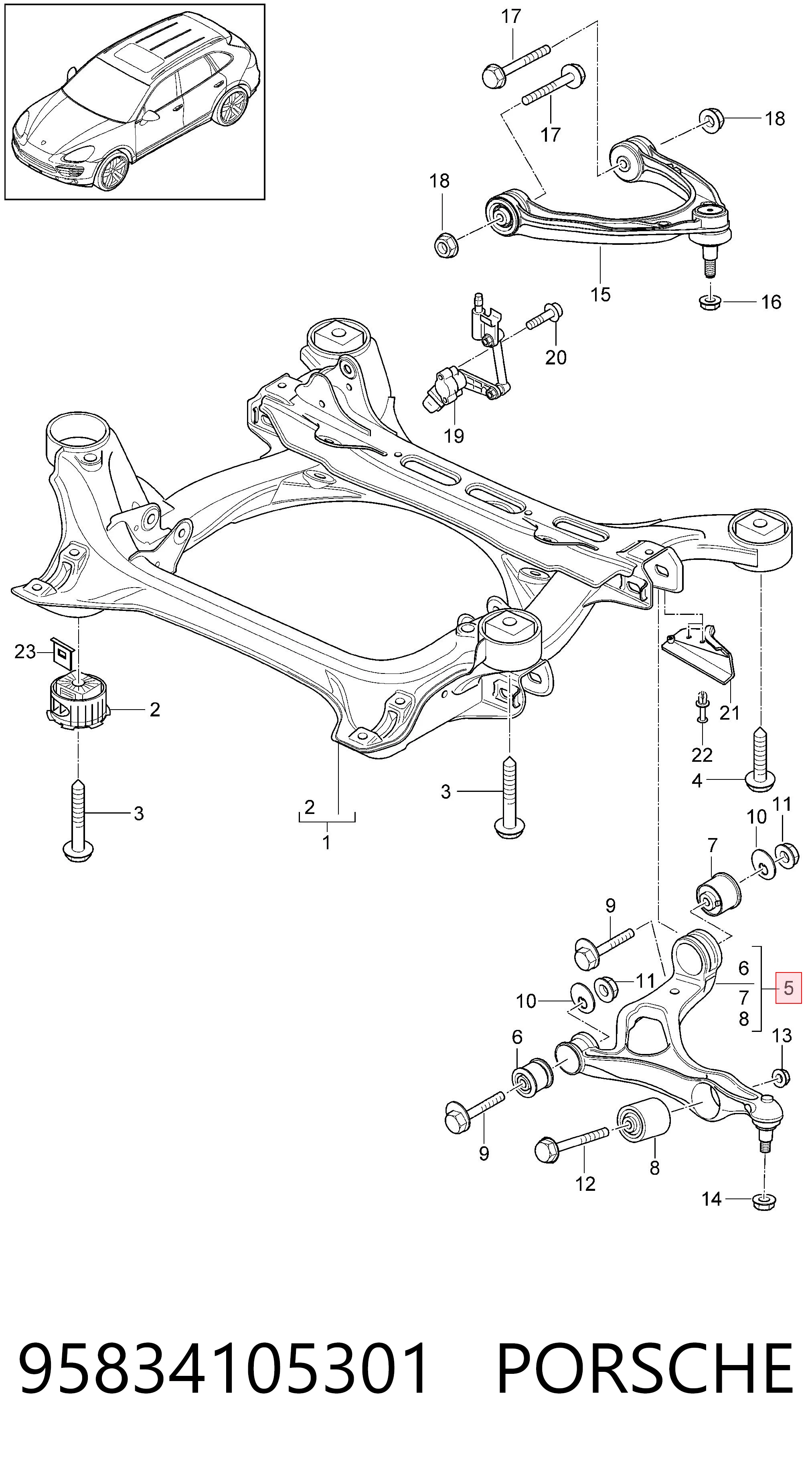 95834105301 Porsche Поперечний важіль