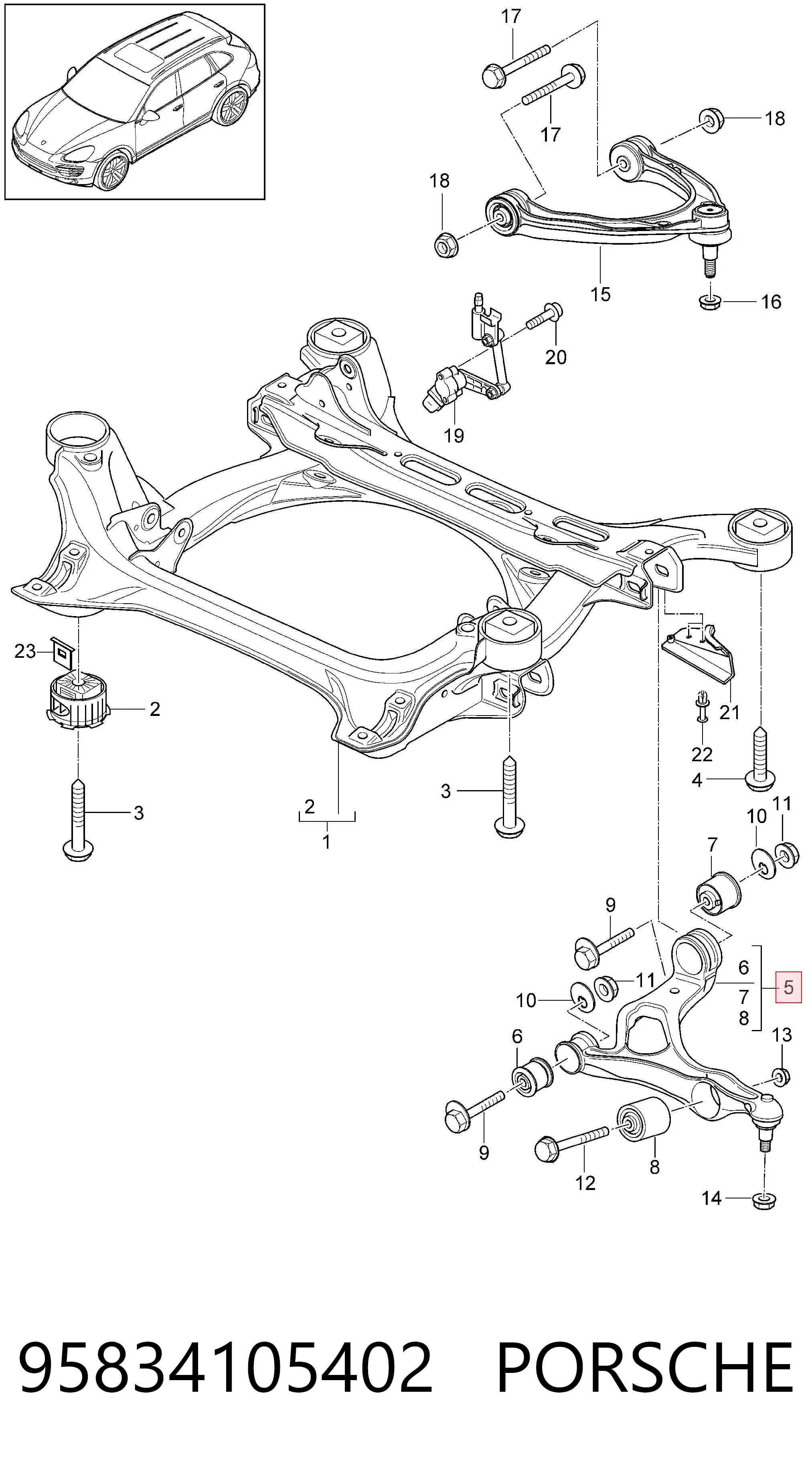 95834105402 Porsche Поперечний важіль