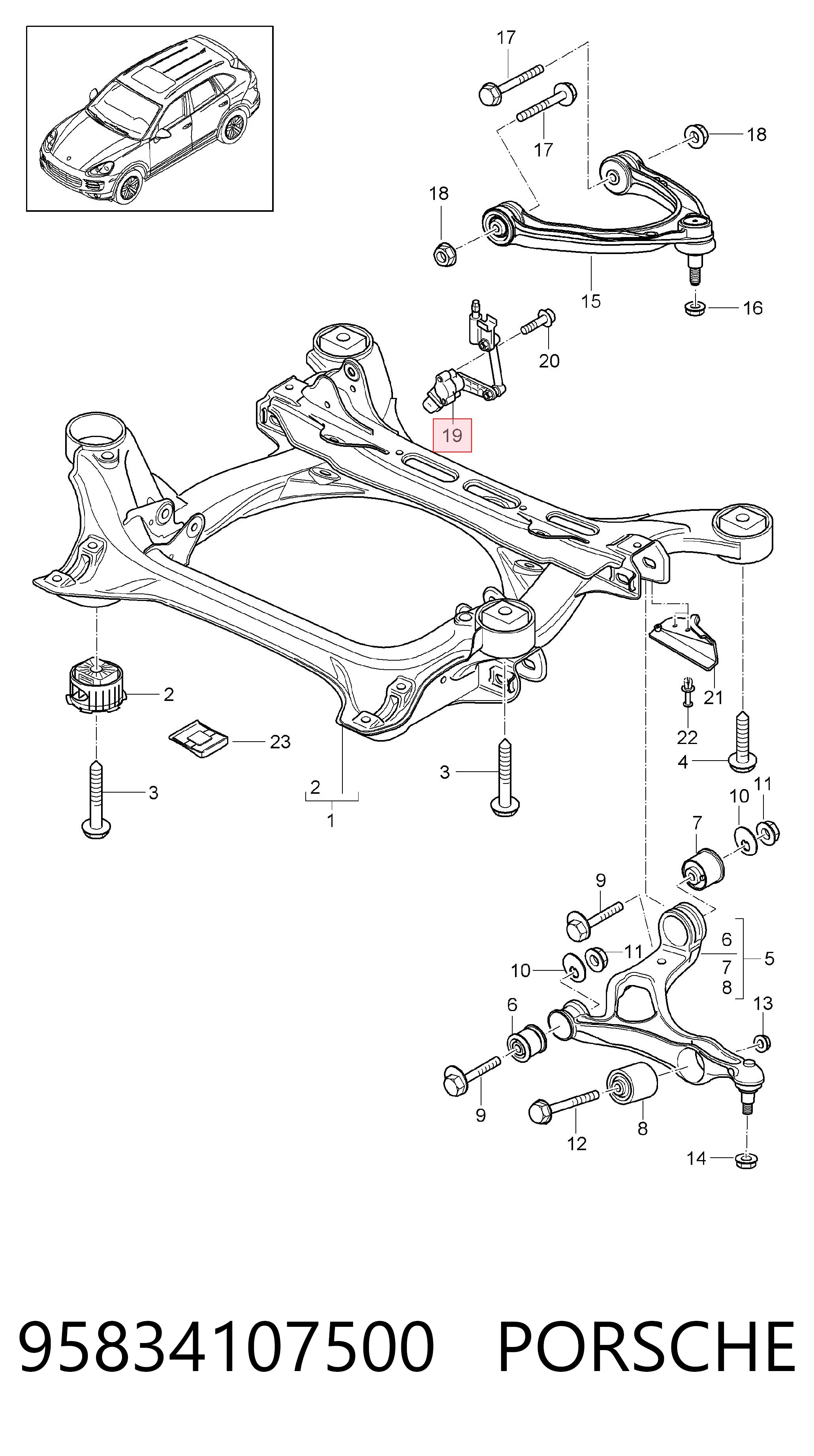 95834107500 Porsche Датчик рівня положення кузова, передній