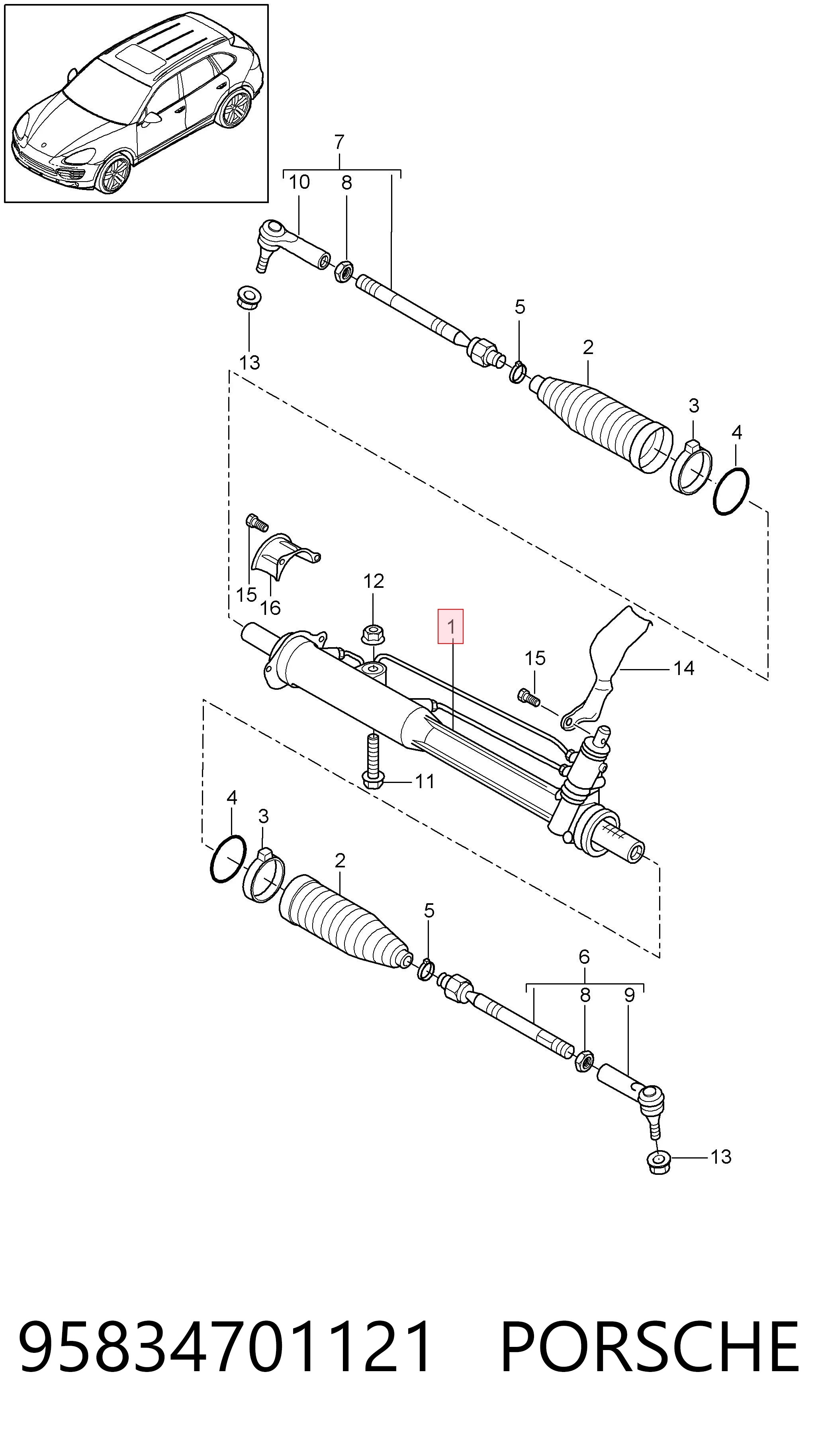 95834701121 Porsche Рейковий рульовий механізм