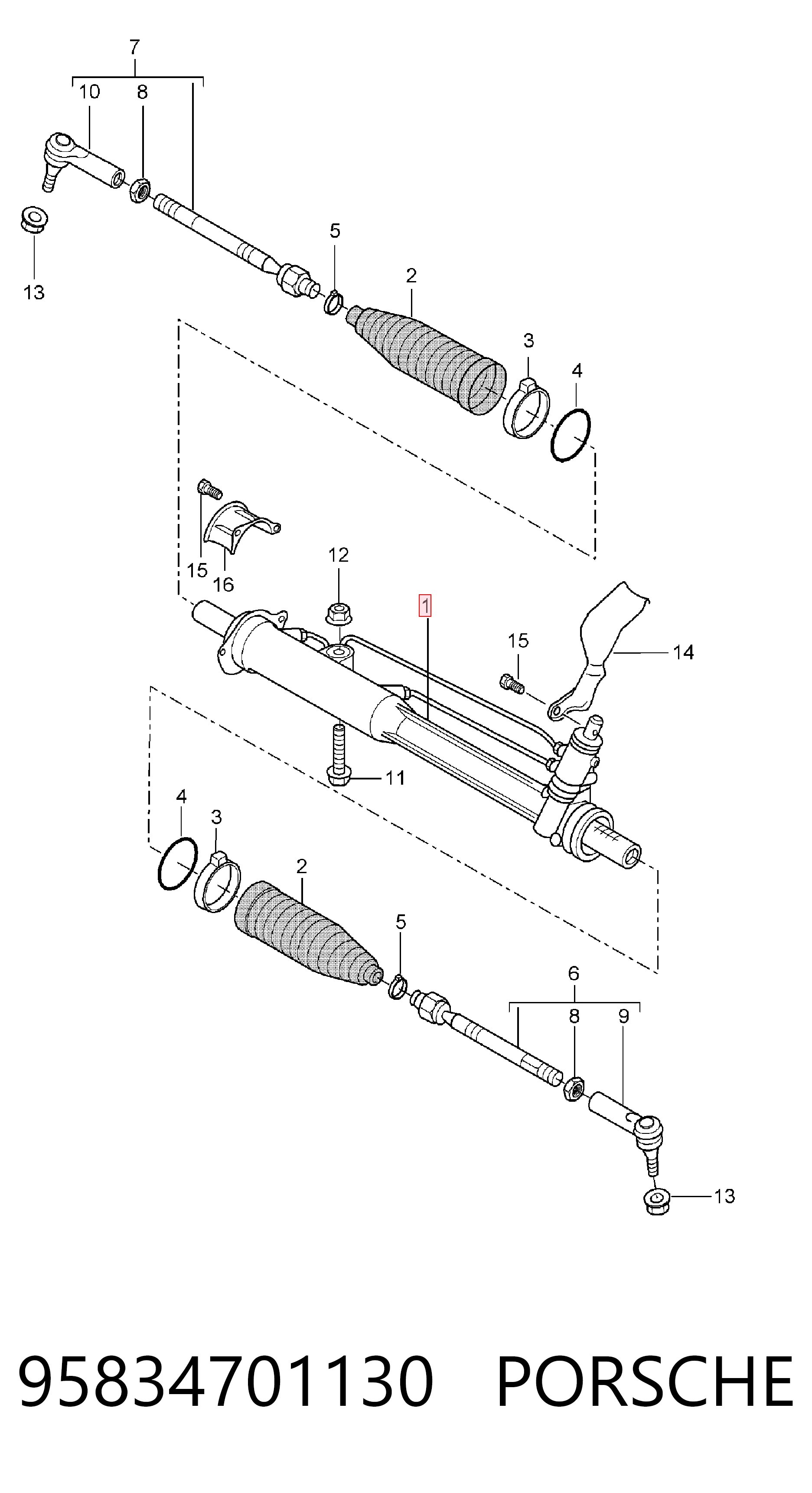 95834701130 Porsche Рейковий рульовий механізм