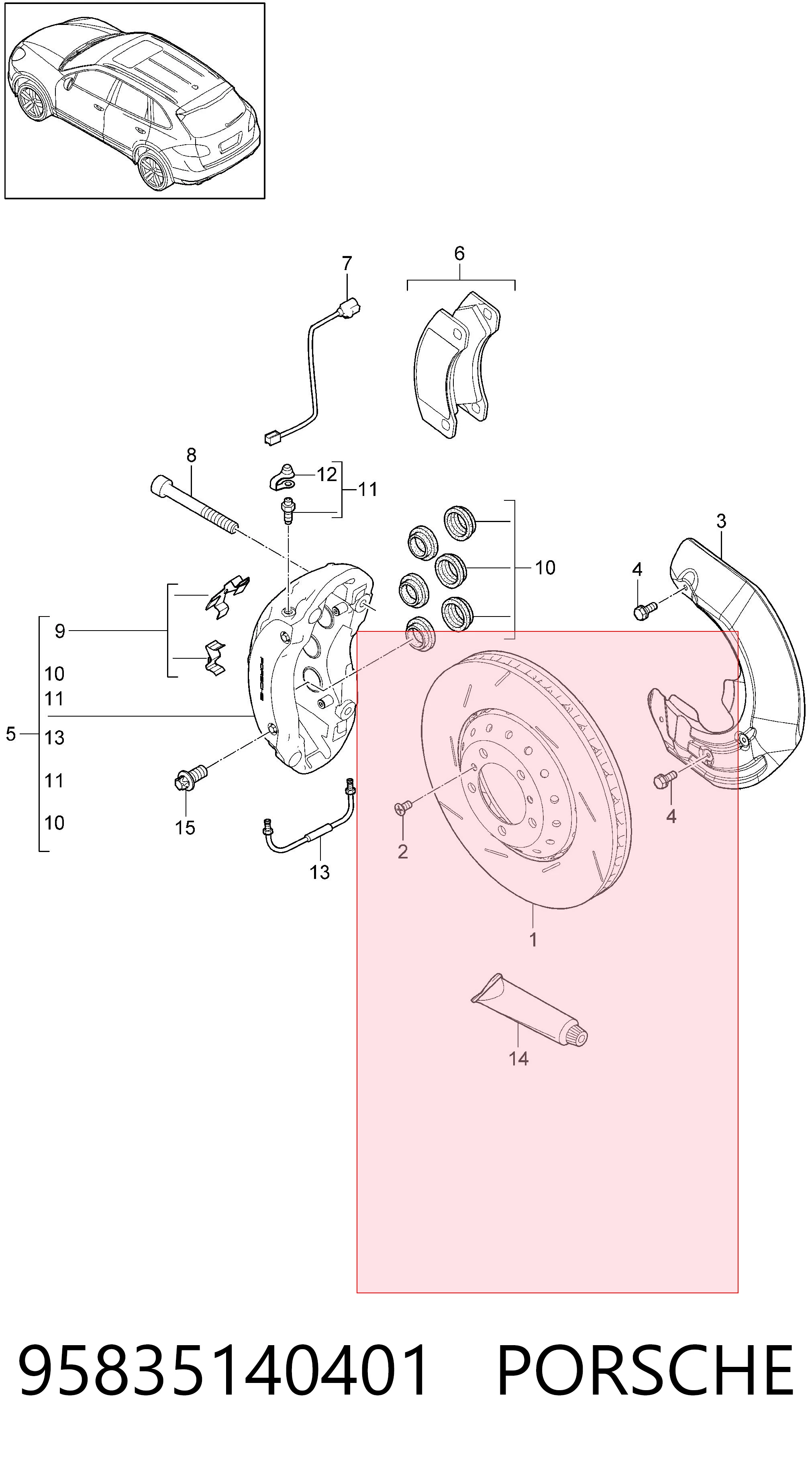 95835140401 Porsche Гальмо дискове переднє