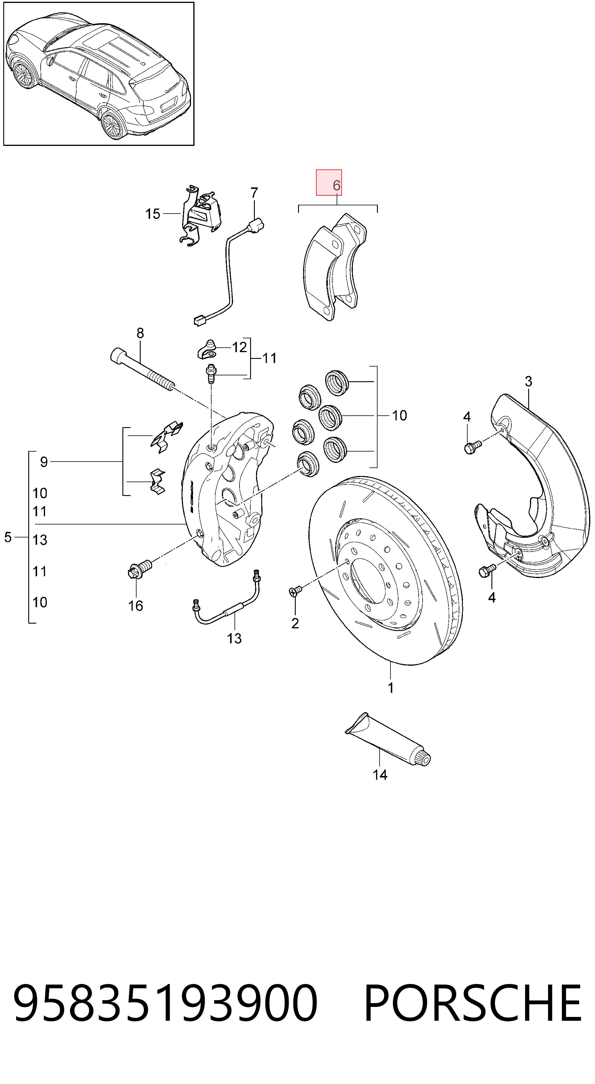 95835193900 Porsche Передні гальмівні колодки