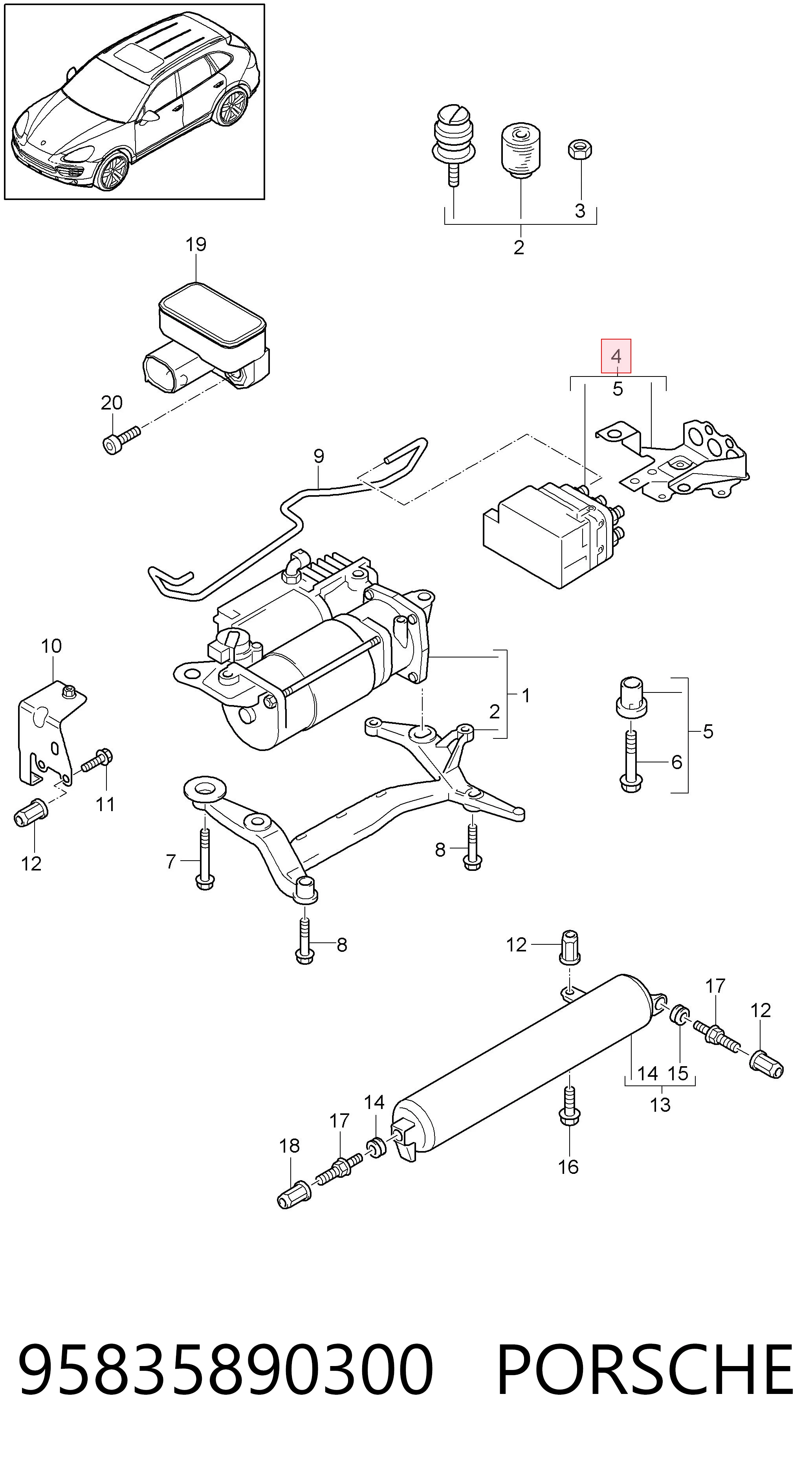 95835890300 Porsche Блок шинних кранів