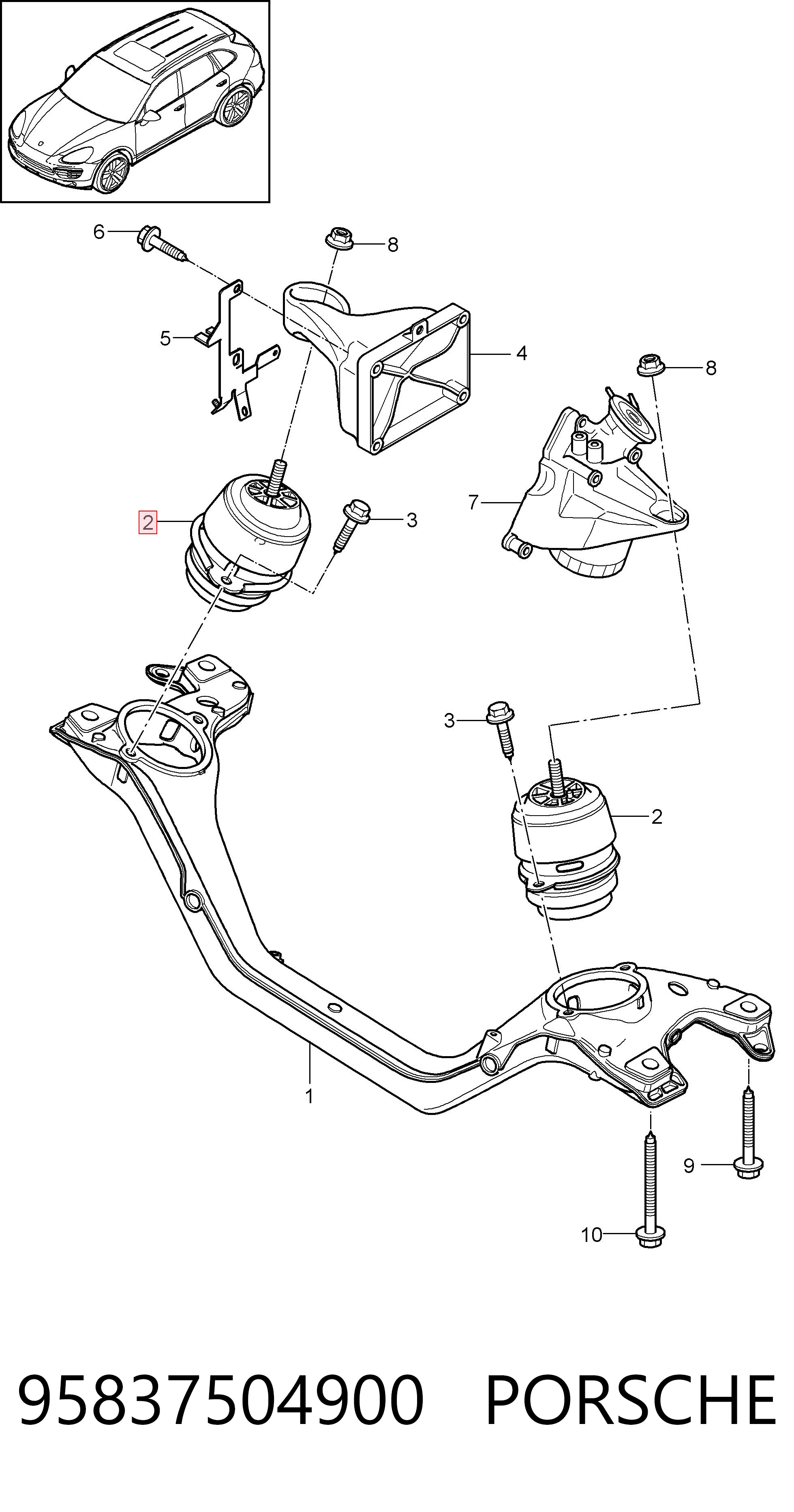 Купити Подушка (опора) двигуна, права Volkswagen Touareg II 7P5, 7P6