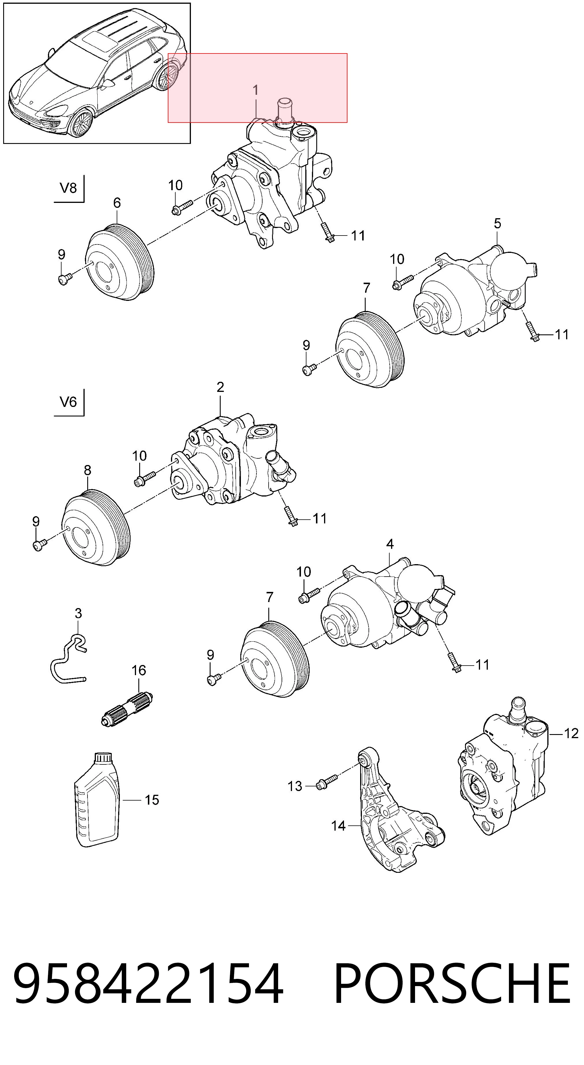 958422154 Porsche Насос гідропідсилювача