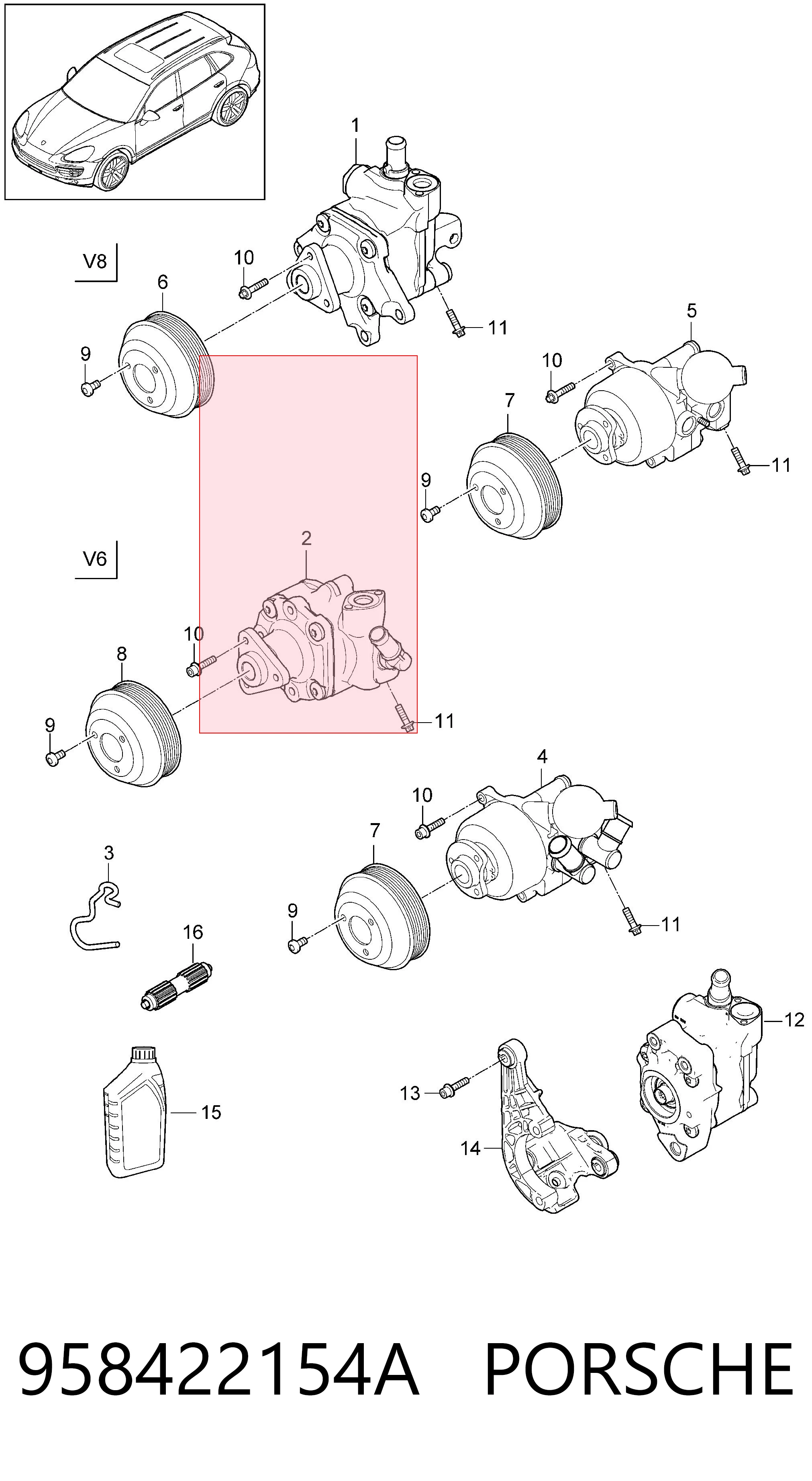 958422154A Porsche Насос гідропідсилювача
