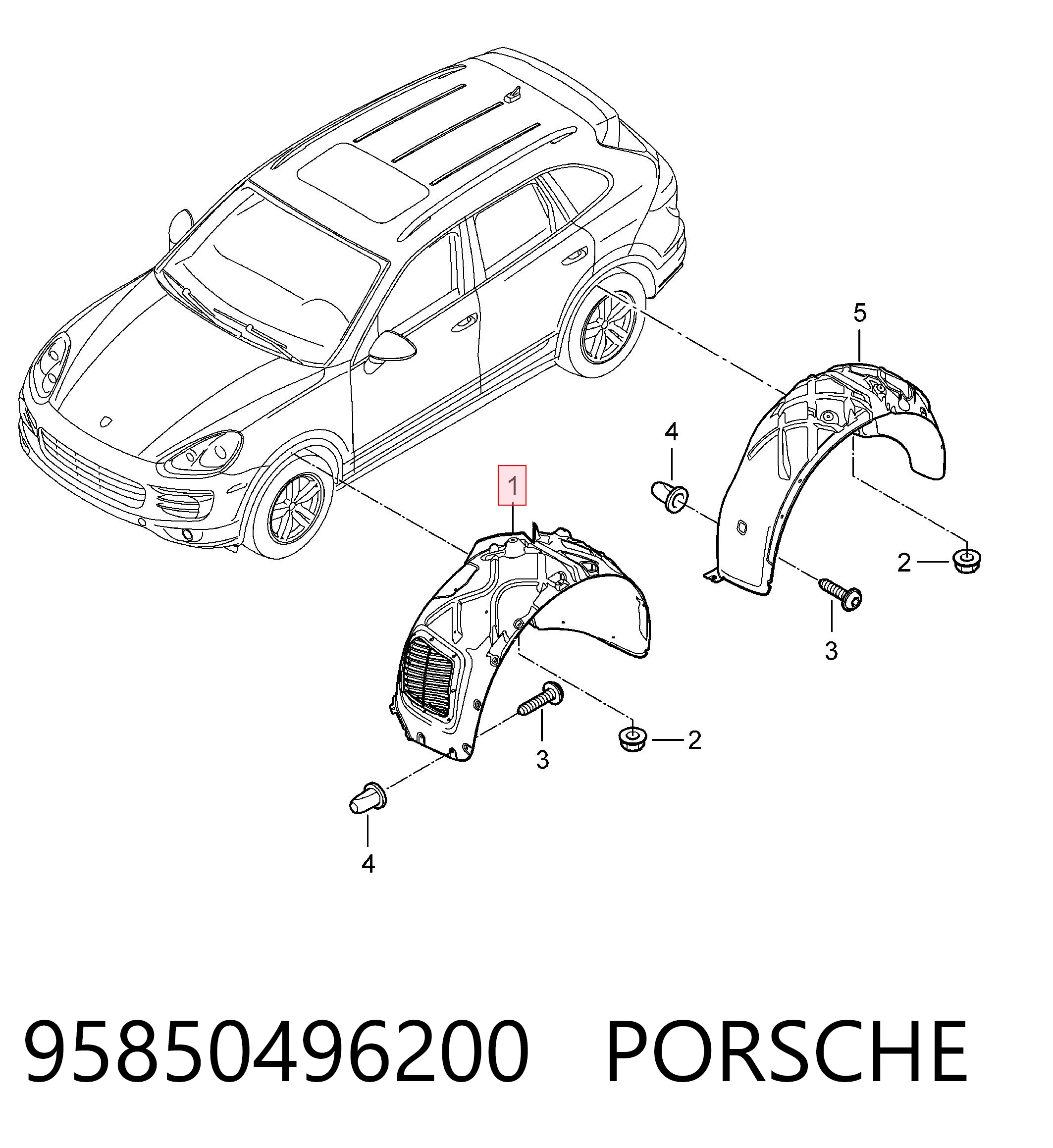 Подкрильнікі переднього крила, правий Porsche Cayenne II позашляховик (92A) (2010 - 2026) ціна, від 56.13 USD