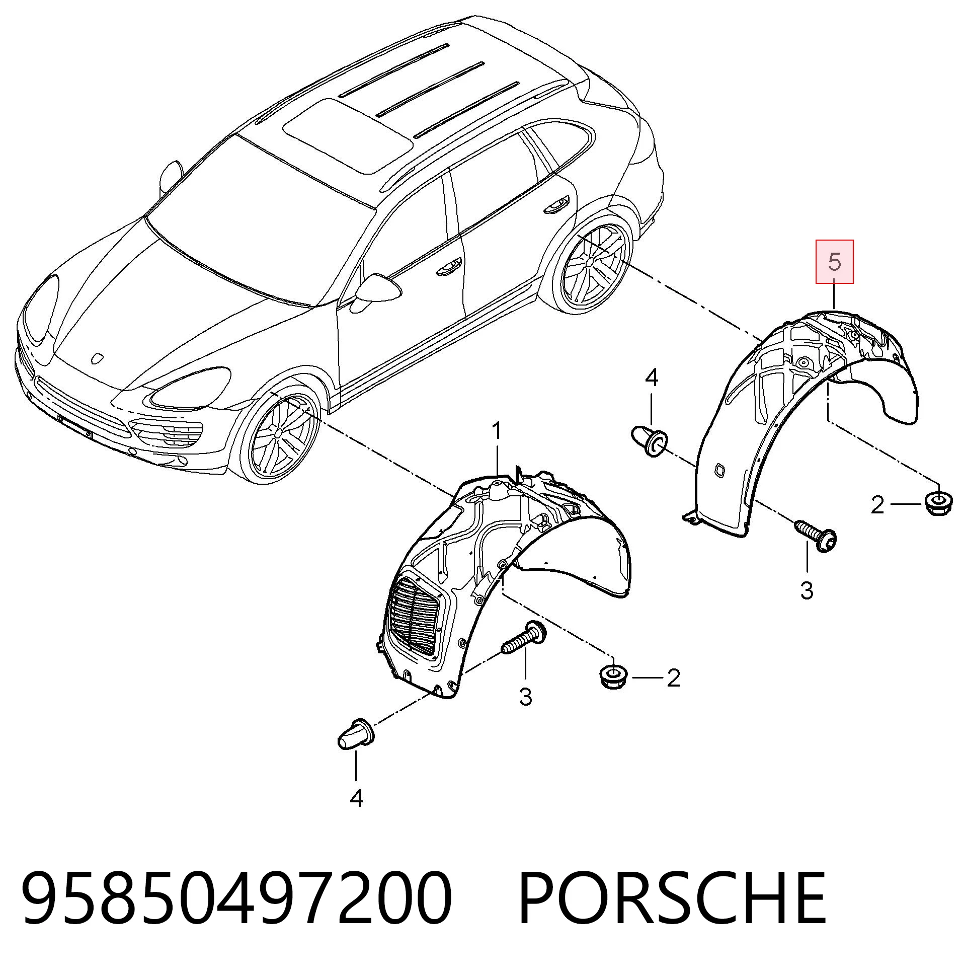 Підкрилок заднього крила, правий VAG 95850497200 ціна, від 27.66 USD