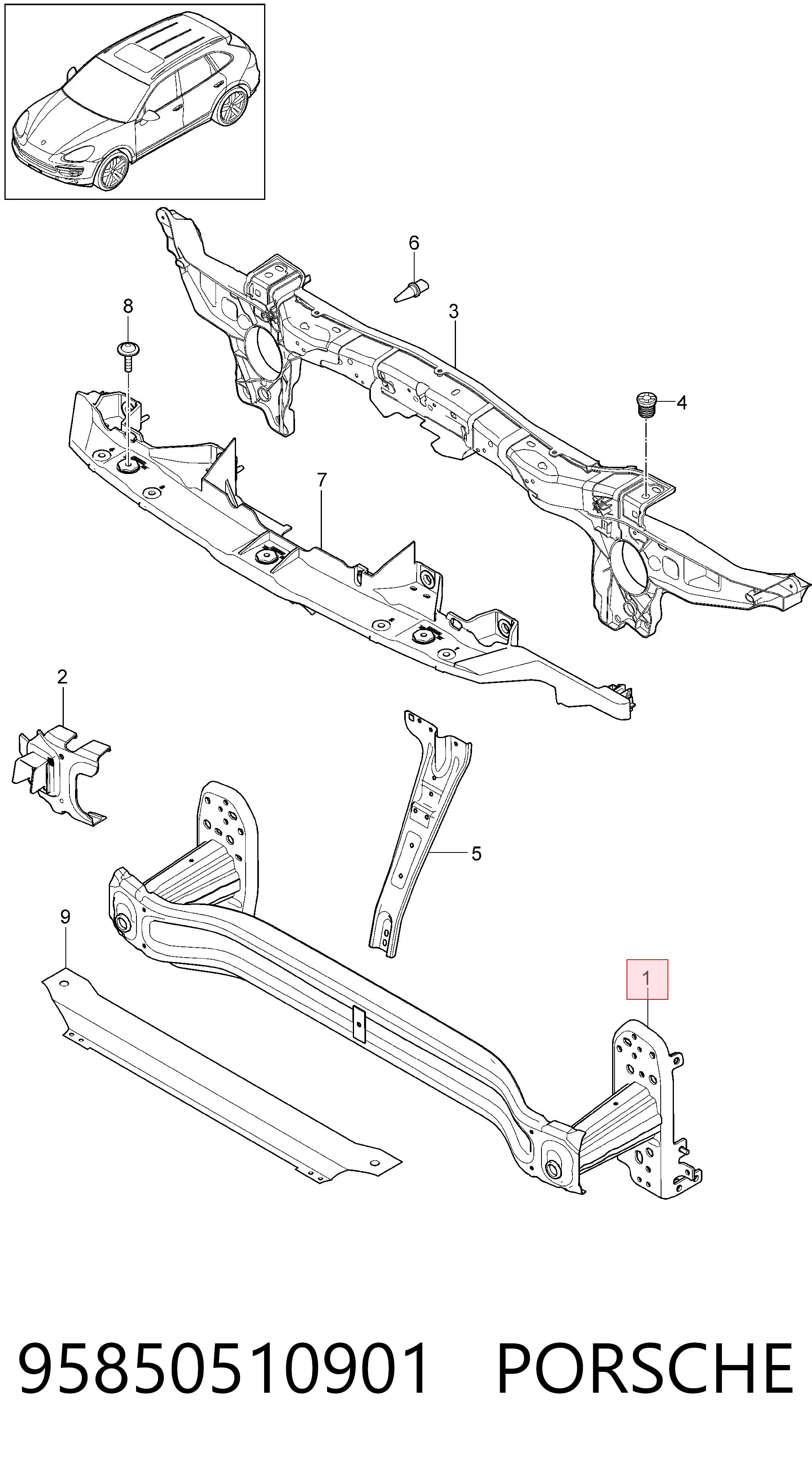 Шина бампера переднього VAG 95850510901 ціна, від 141.49 USD