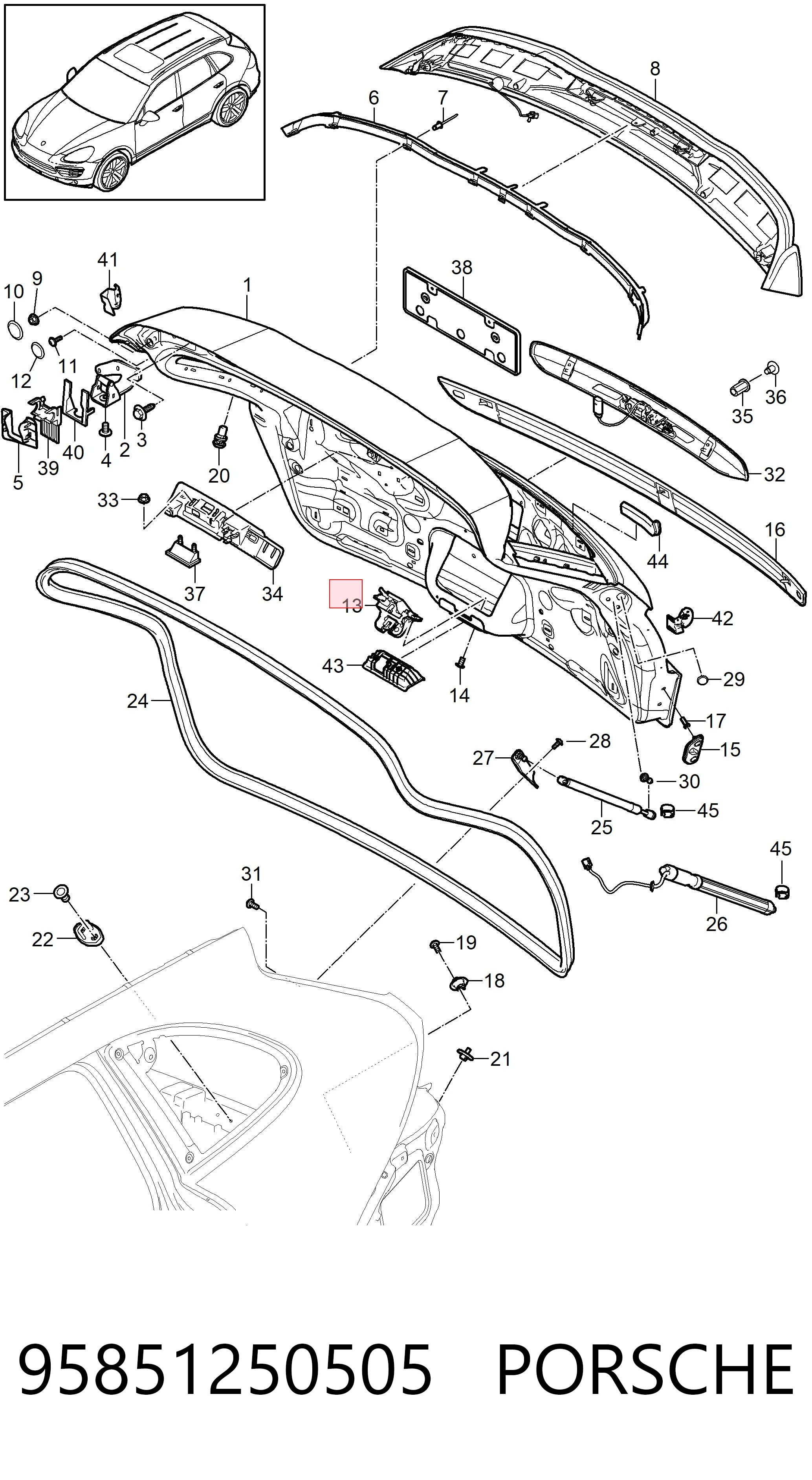 95851250505 Porsche Замок п'ятих дверей