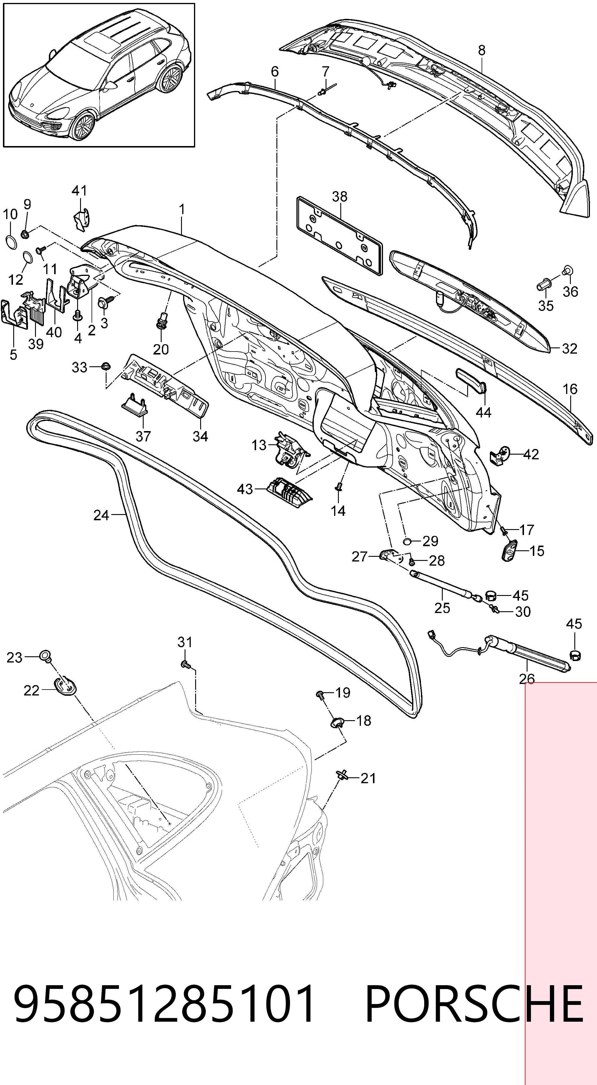 95851285101 Porsche Амортизатор кришки багажника / двері 3/5-ї задньої