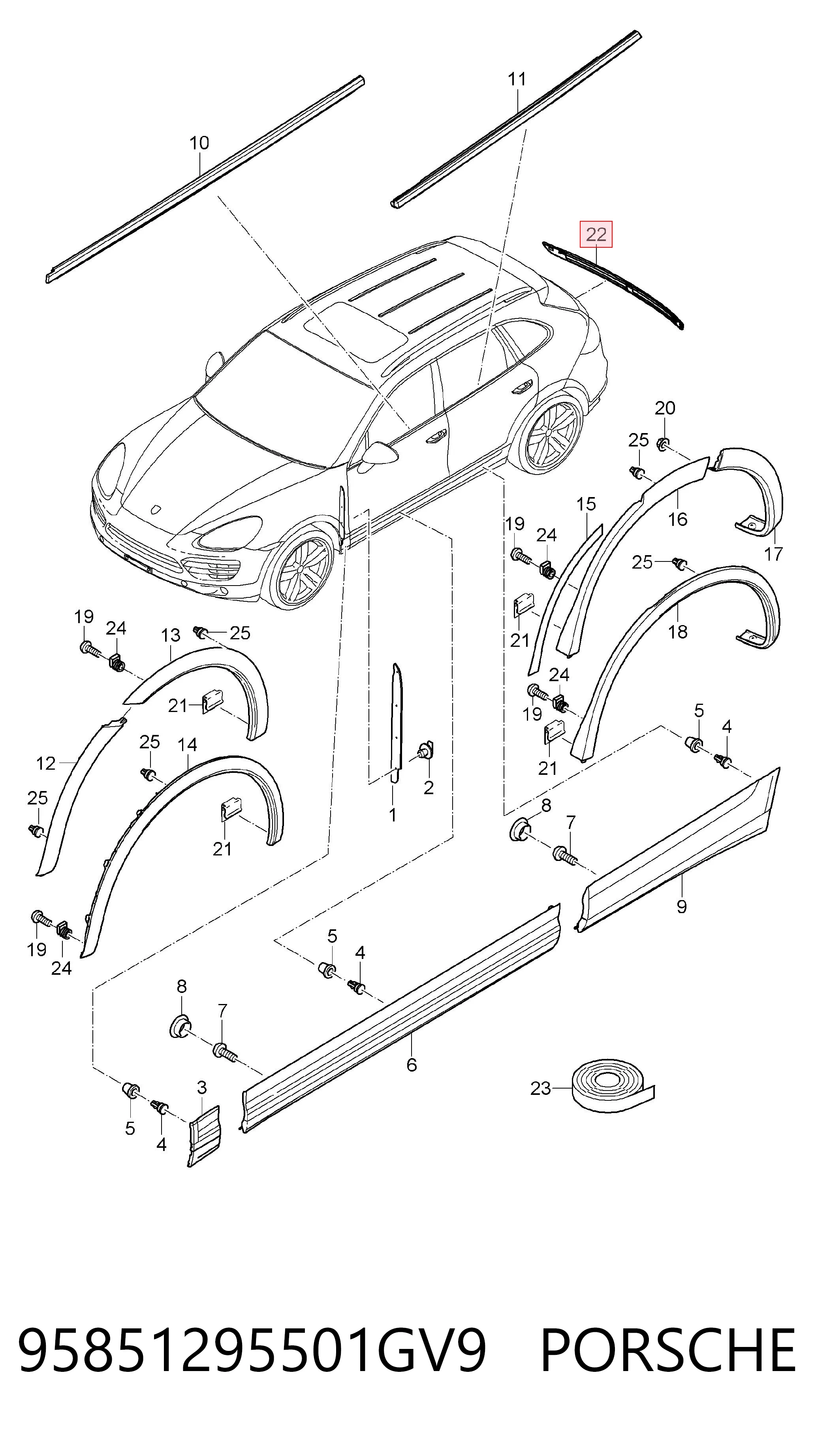 95851295501GV9 VAG Молдинг кришки багажника