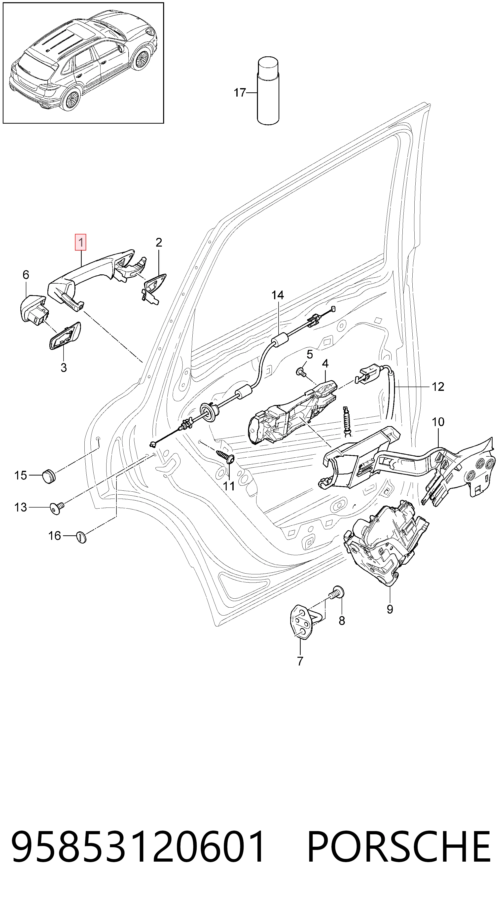 Ручка передньої двері зовнішня права Porsche 95853120601 ціна, від 127.12 USD