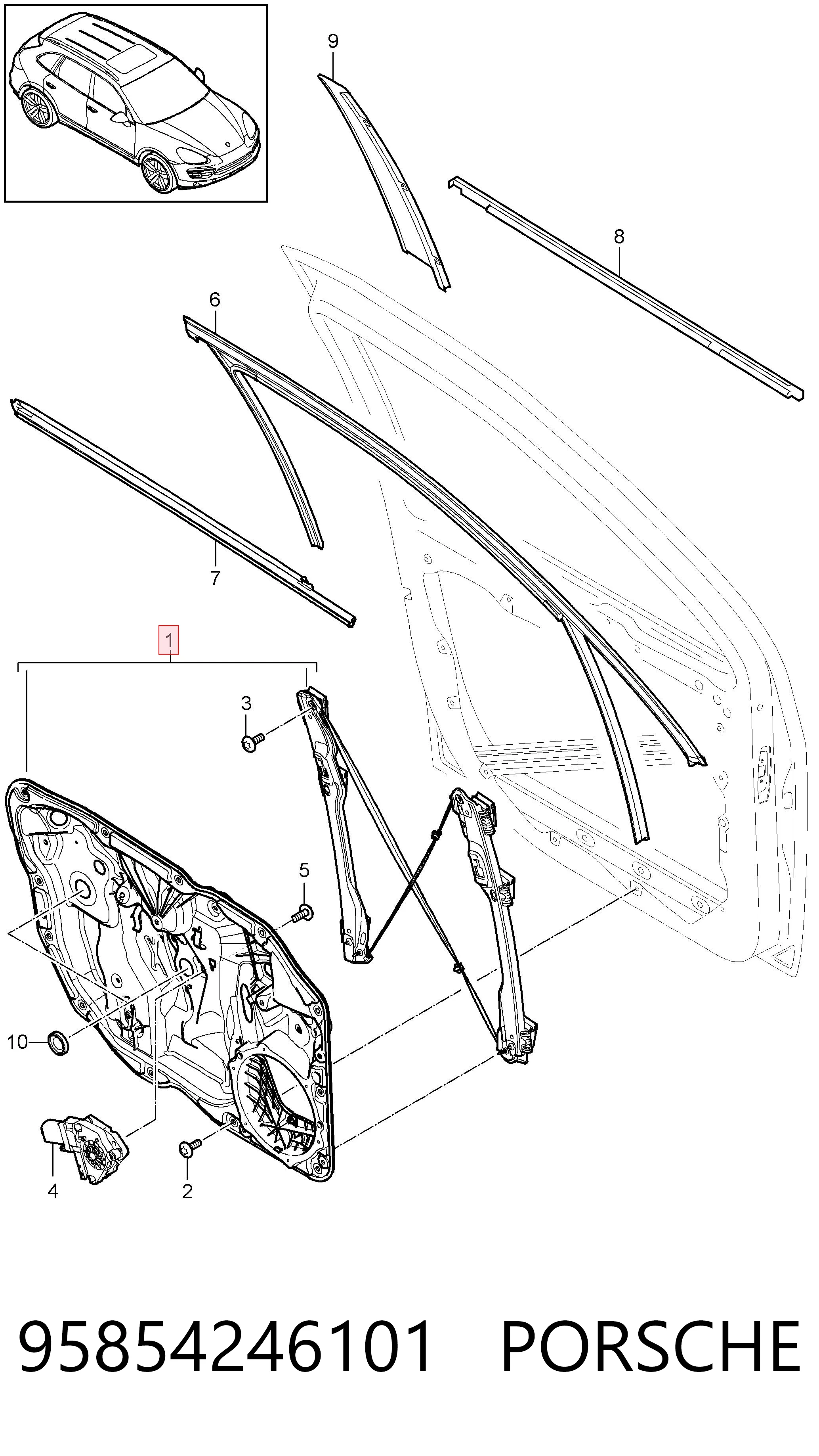 95854246101 Porsche Підйомник механічний вітрового скла