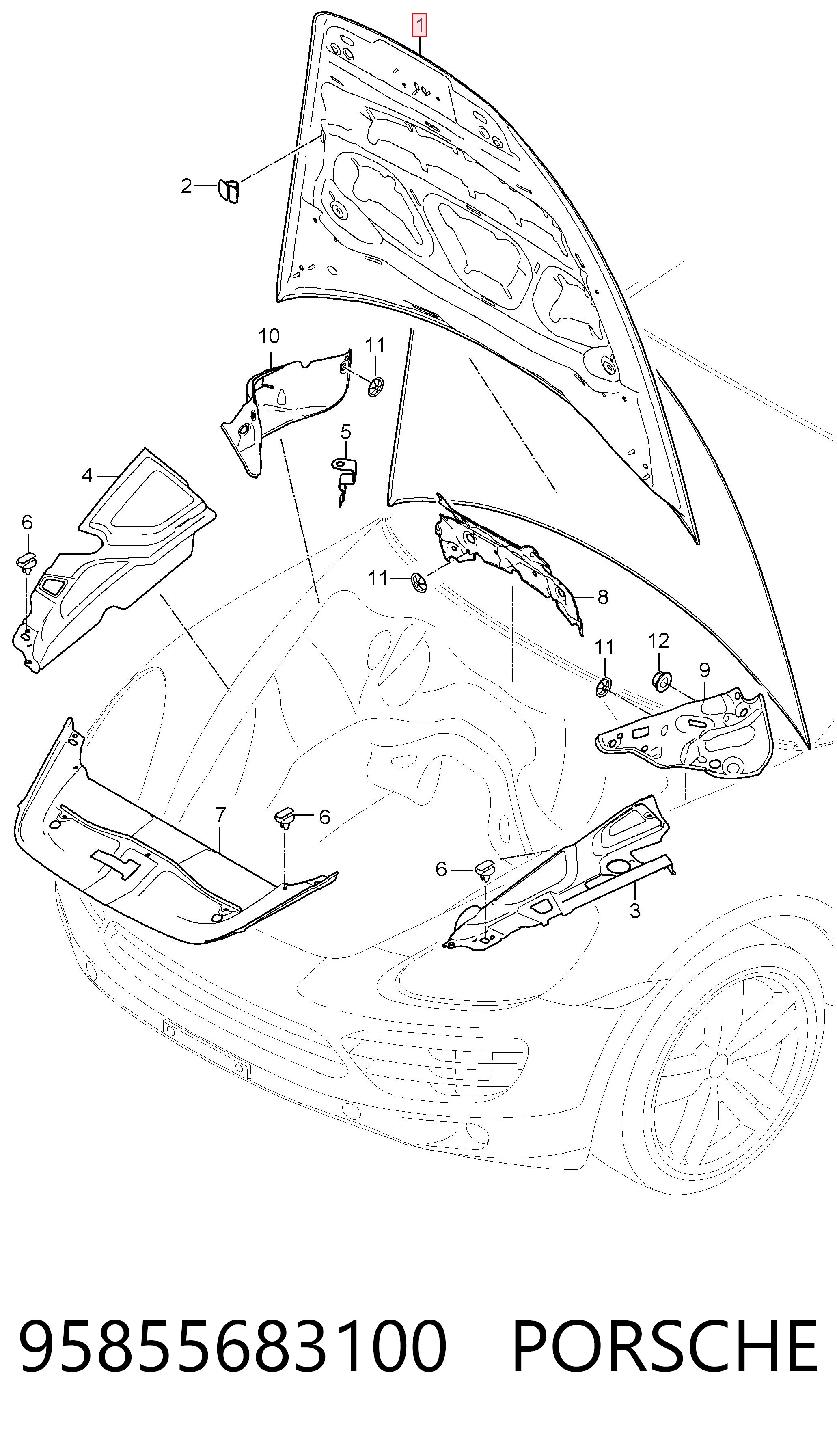 Обшивка капота Porsche Cayenne II позашляховик (92A) (2010 - 2026) ціна, від 58.13 USD