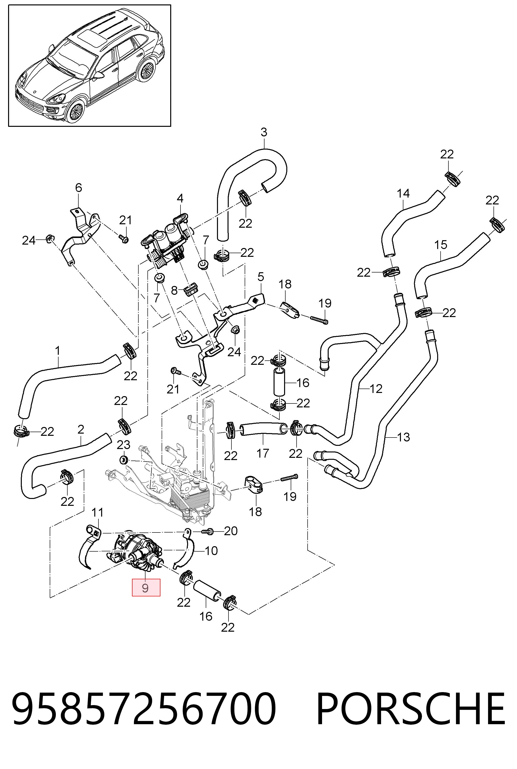 95857256700 Porsche Водяний насос охолодження електро додатковий