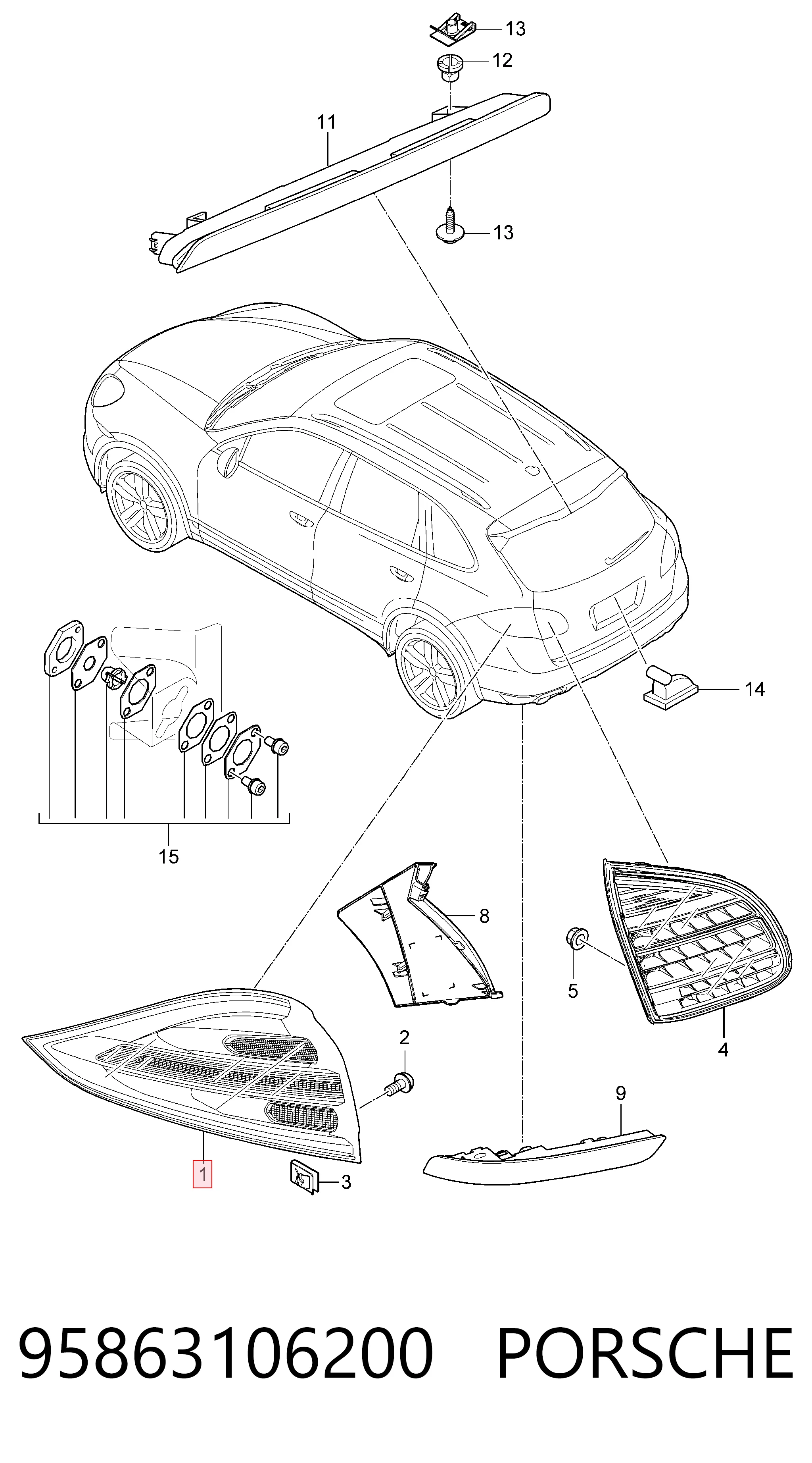 Стоп задній VAG 95863106200 ціна, від 323.80 USD