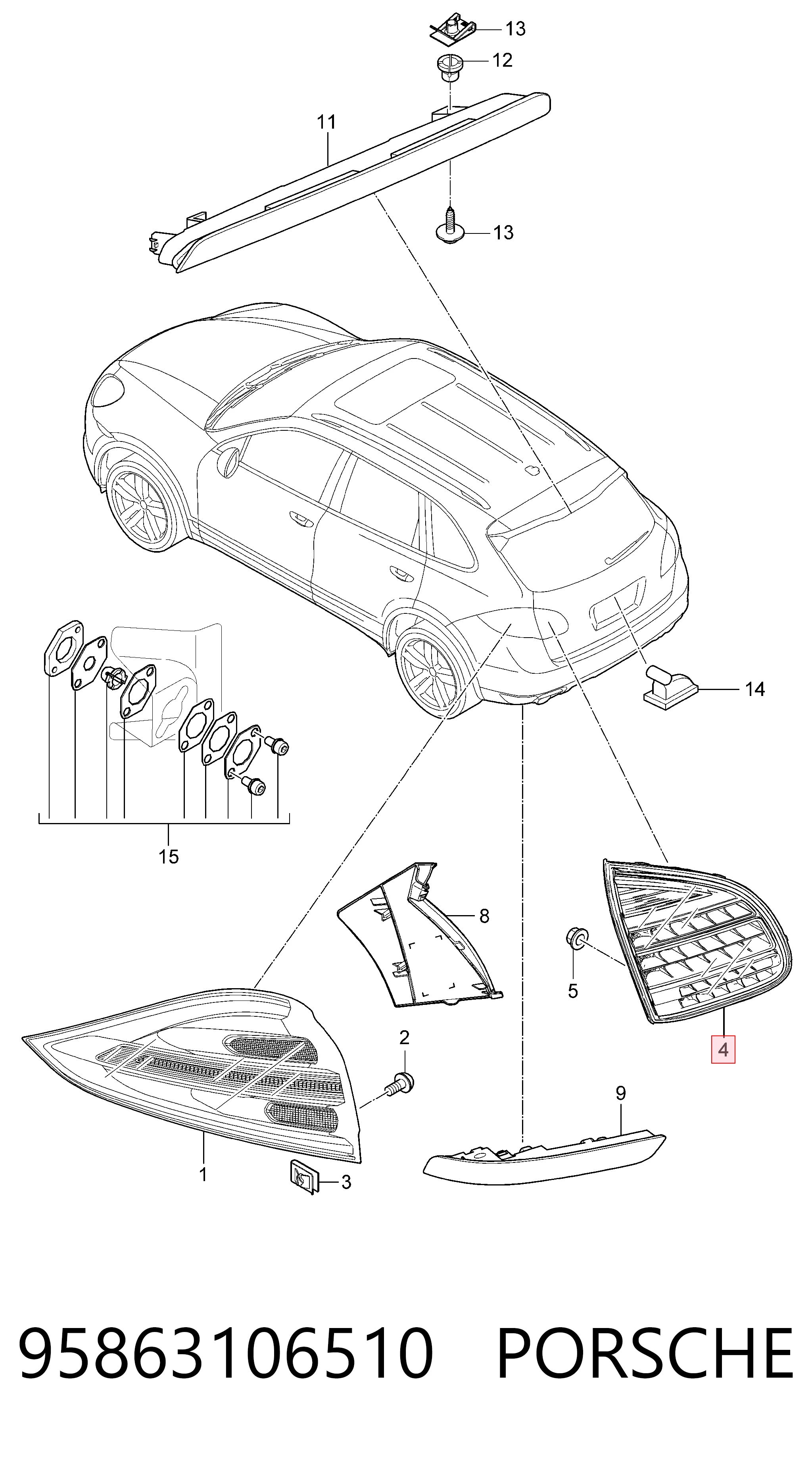 Стоп задній VAG 95863106510 ціна, від 385.34 USD