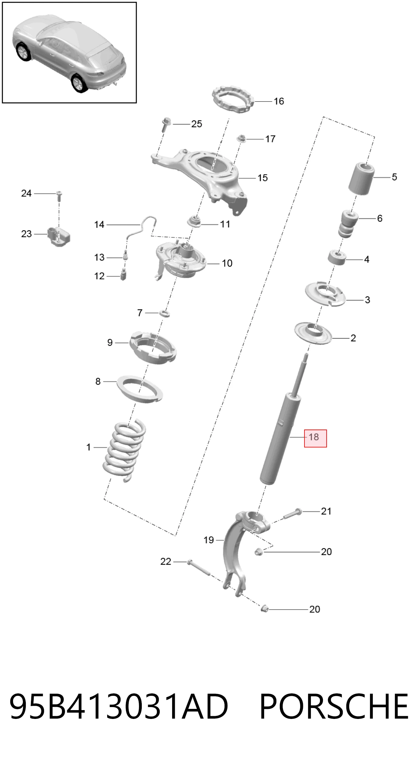 Купити 95B413031AD VAG Амортизатор передньої підвіски