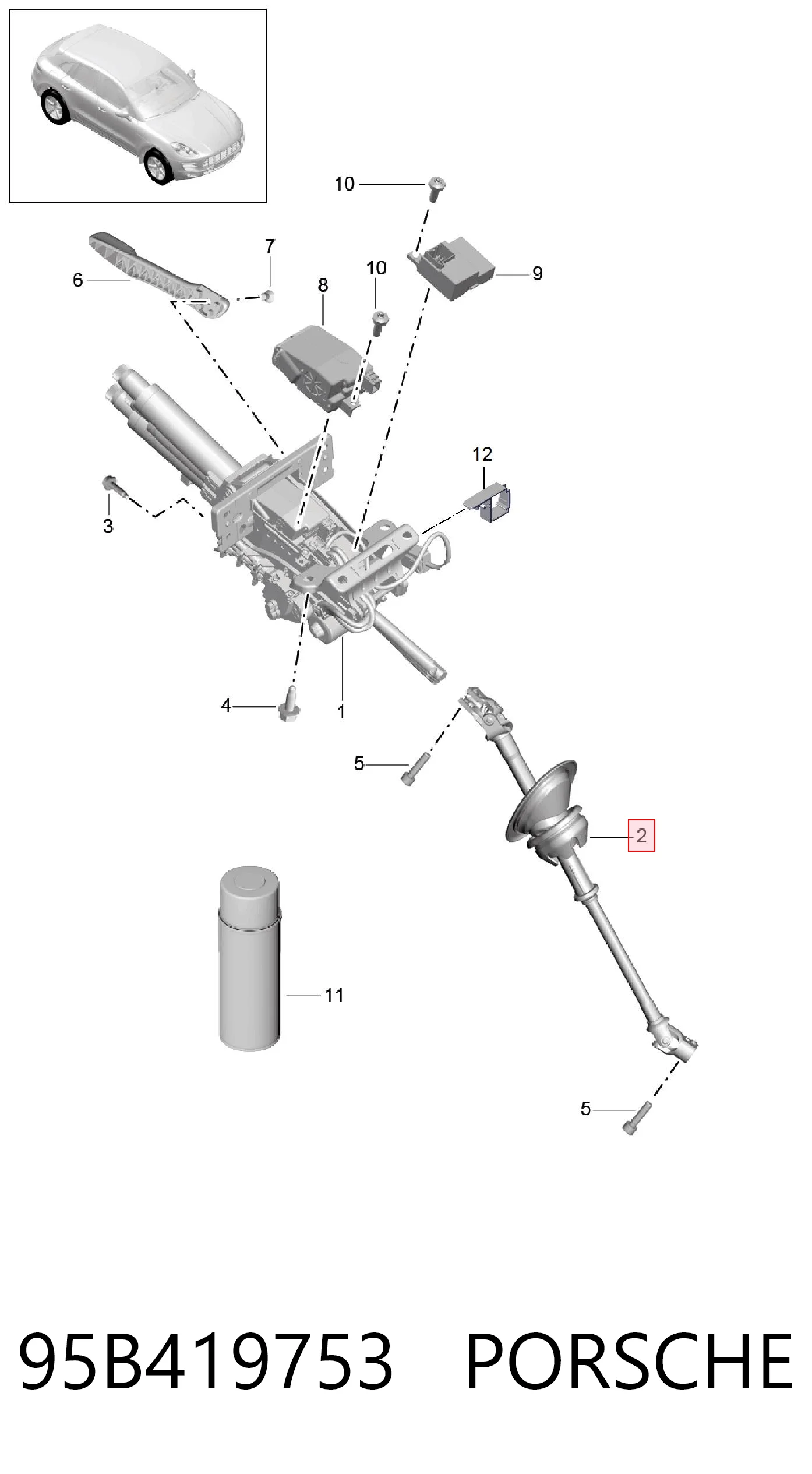 Вал рульової колонки, нижній VAG 95B419753B ціна, від 50.85 USD