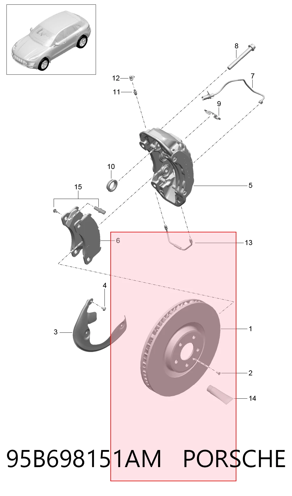 95B698151AM Porsche Передні гальмівні колодки