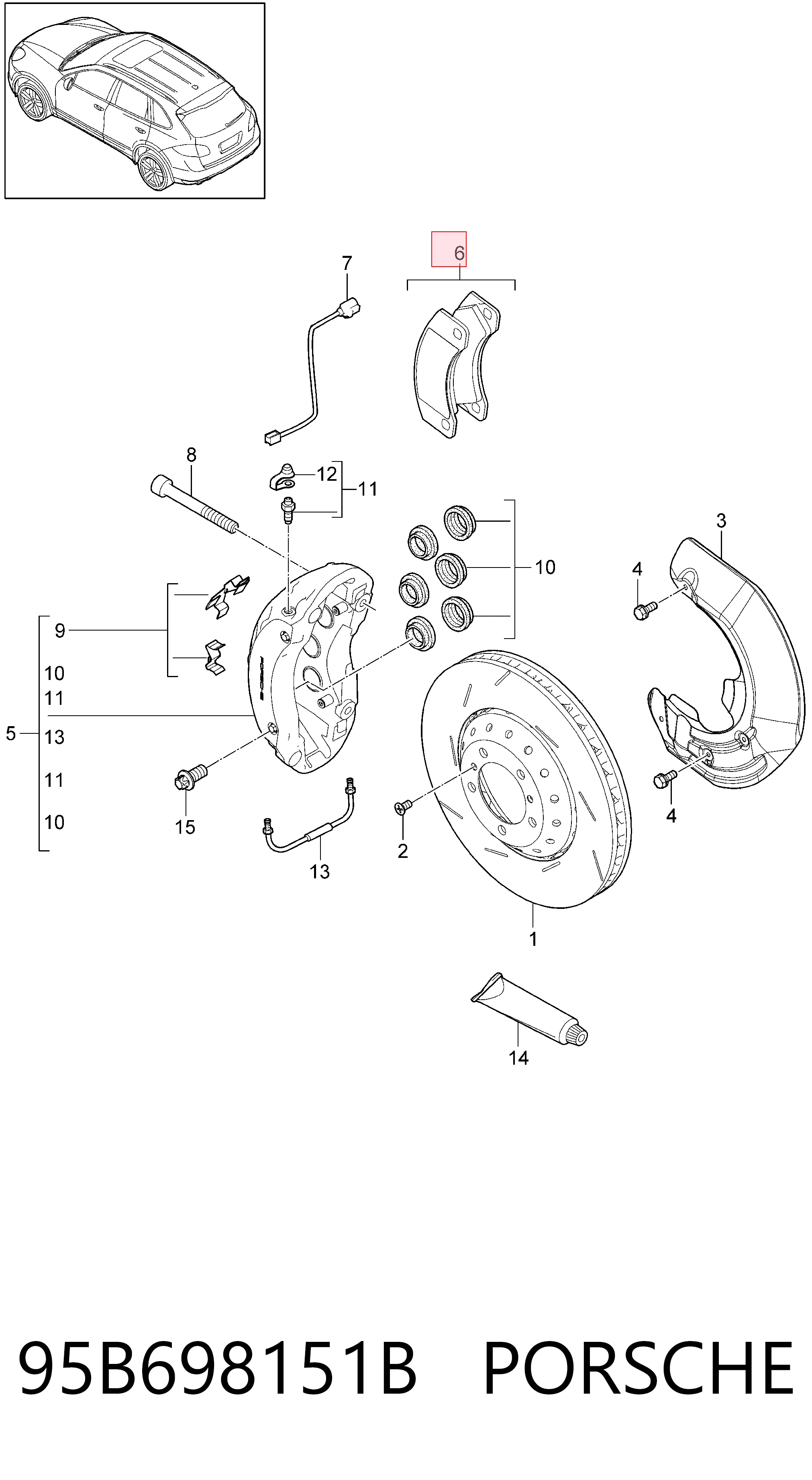 95B698151B Porsche Передні гальмівні колодки