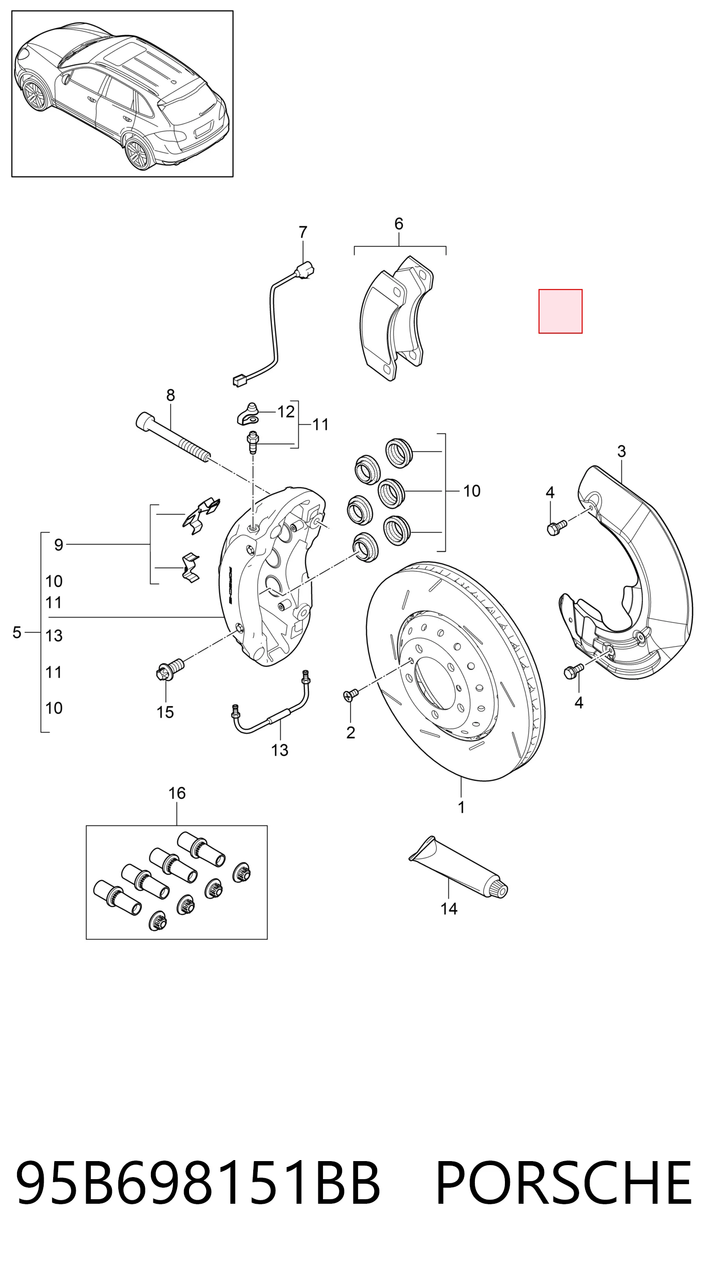 95B698151BB Porsche Передні гальмівні колодки