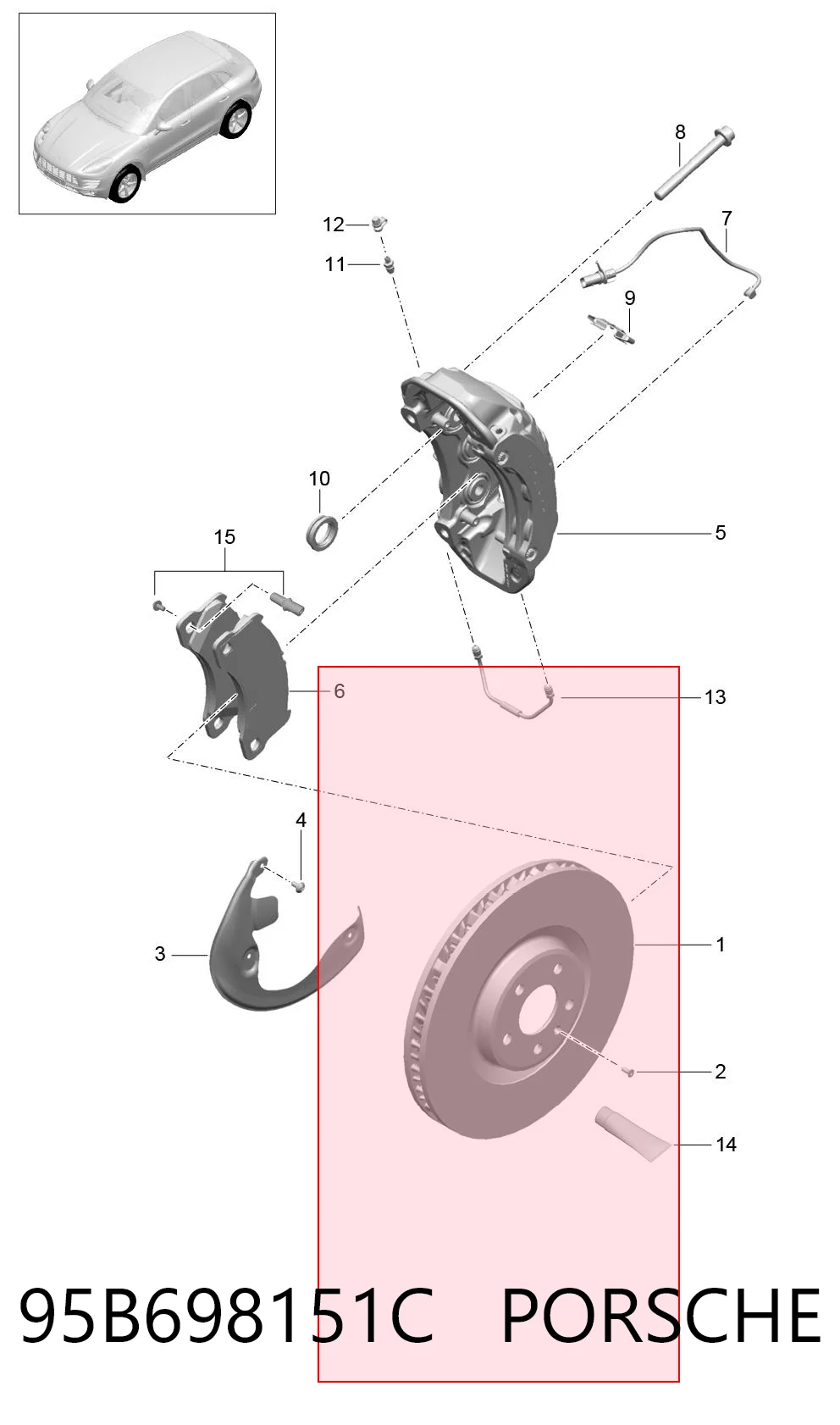95B698151C Porsche Передні гальмівні колодки