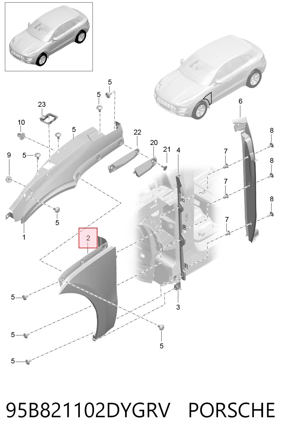 95B821102DYGRV Porsche Крило переднє праве