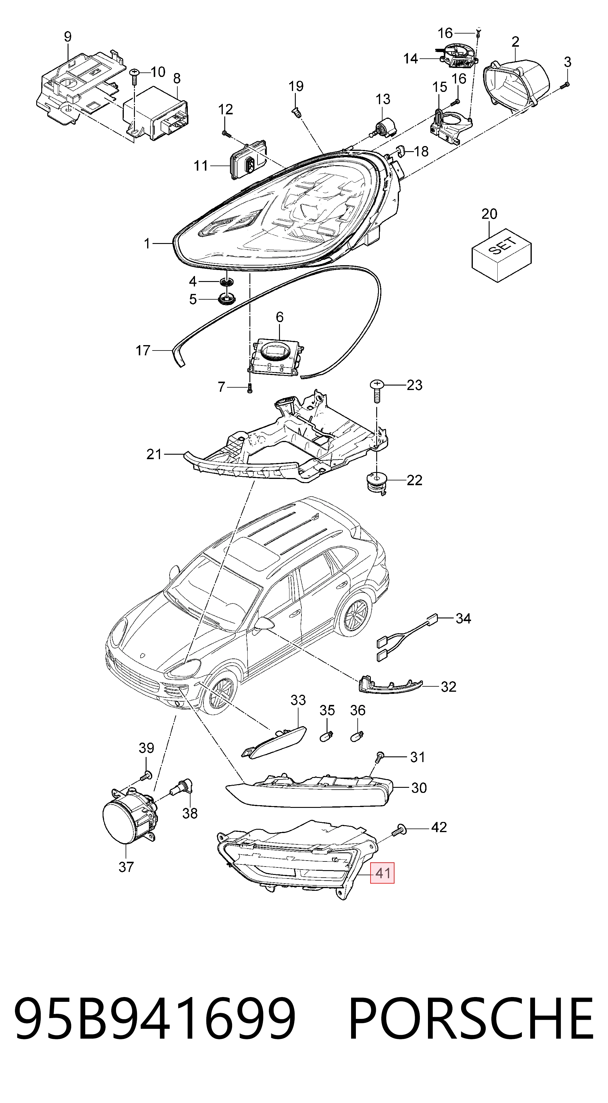 95B941699 Porsche Протитуманка ліва