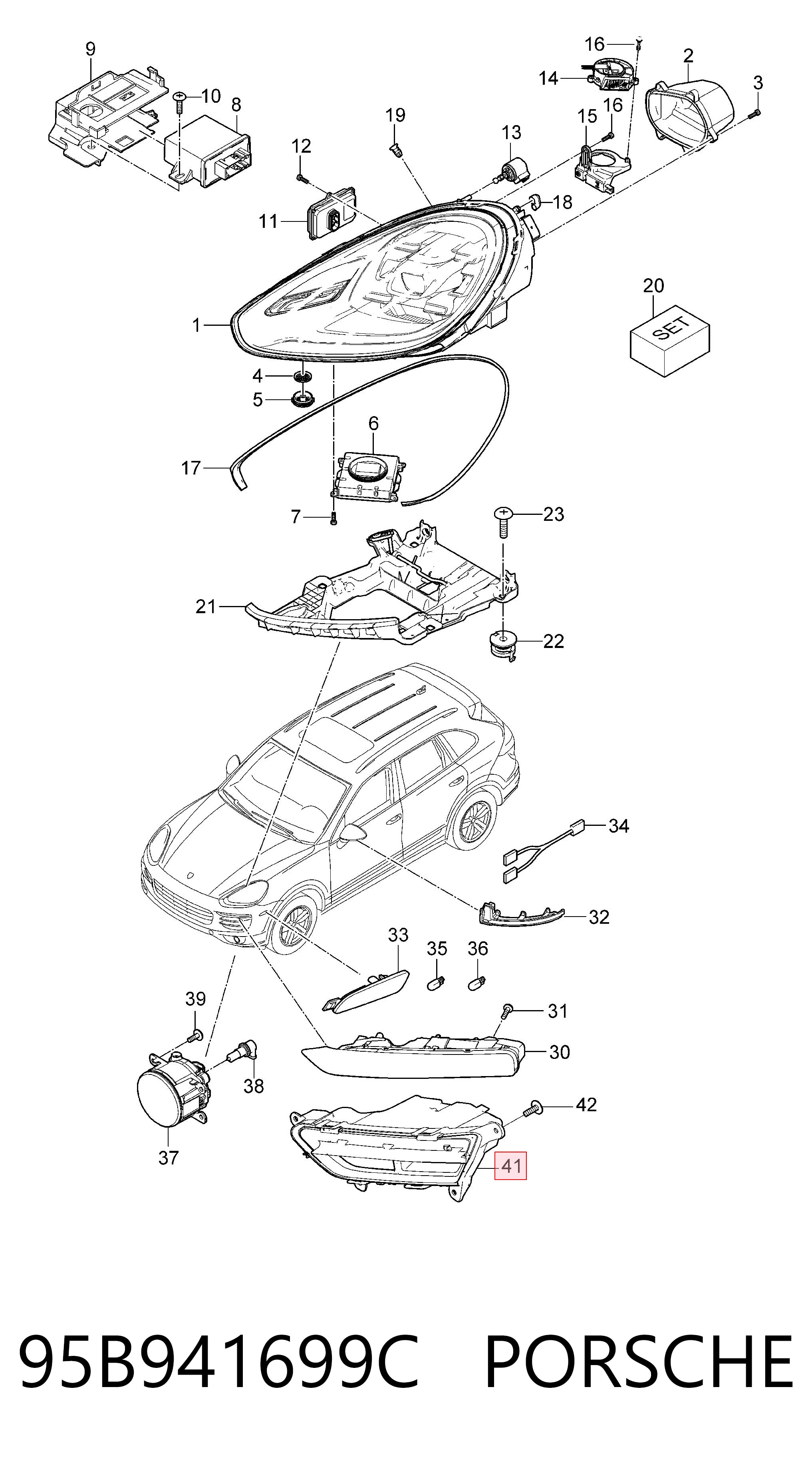 95B941699C Porsche Протитуманка ліва