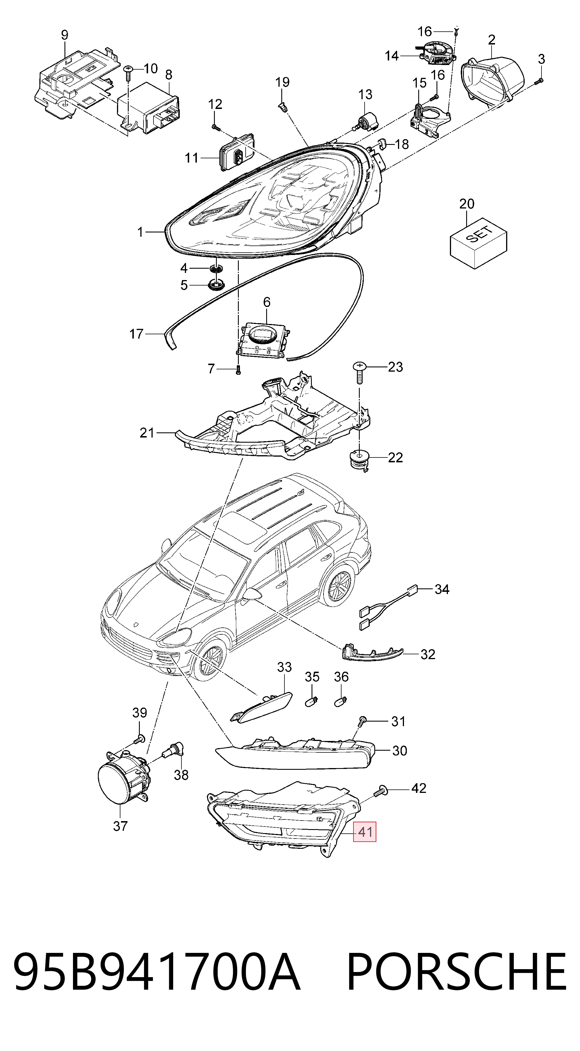95B941700A Porsche Фара протитуманна, права
