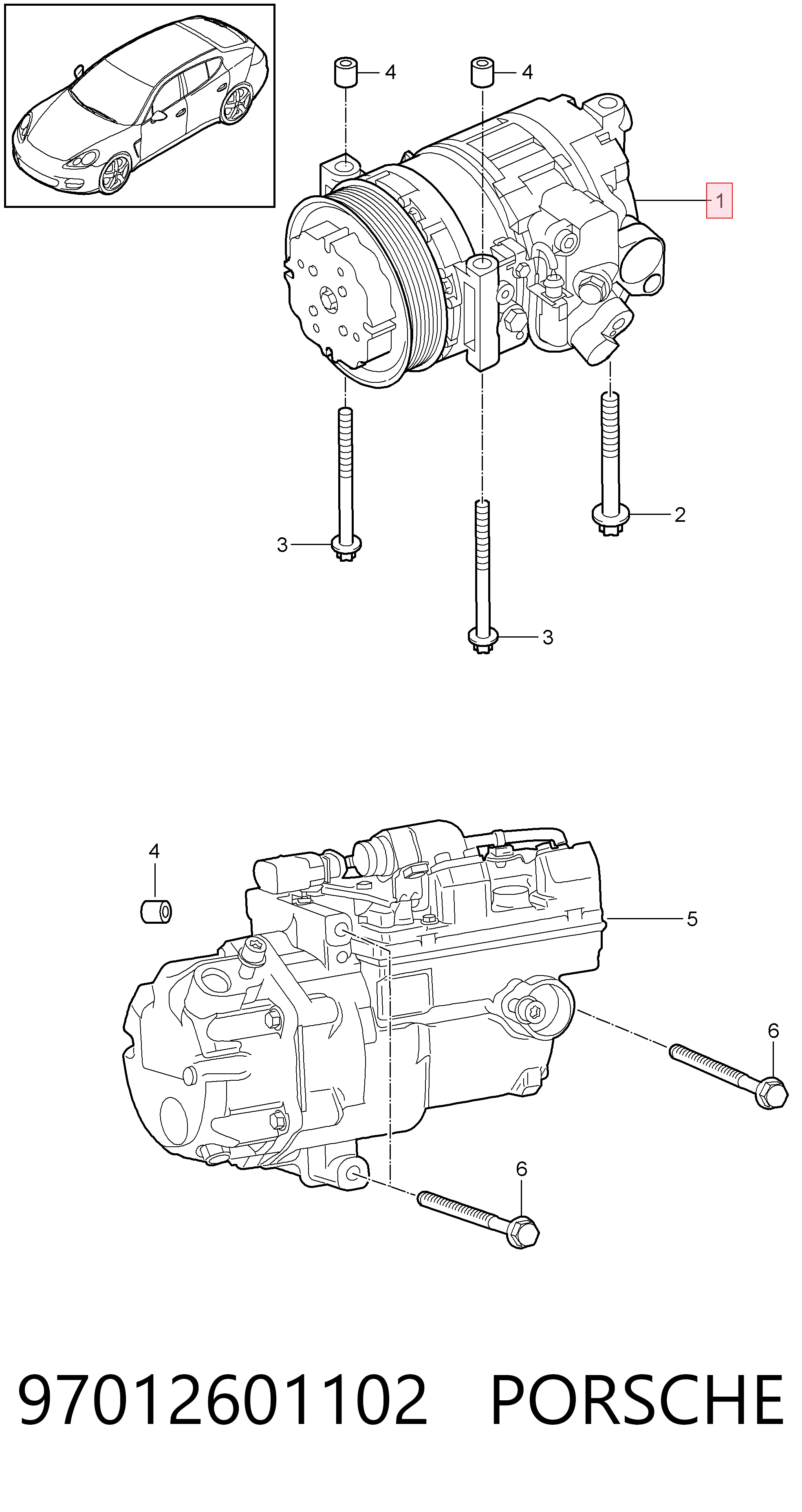 97012601102 Porsche Компресор холодоагенту