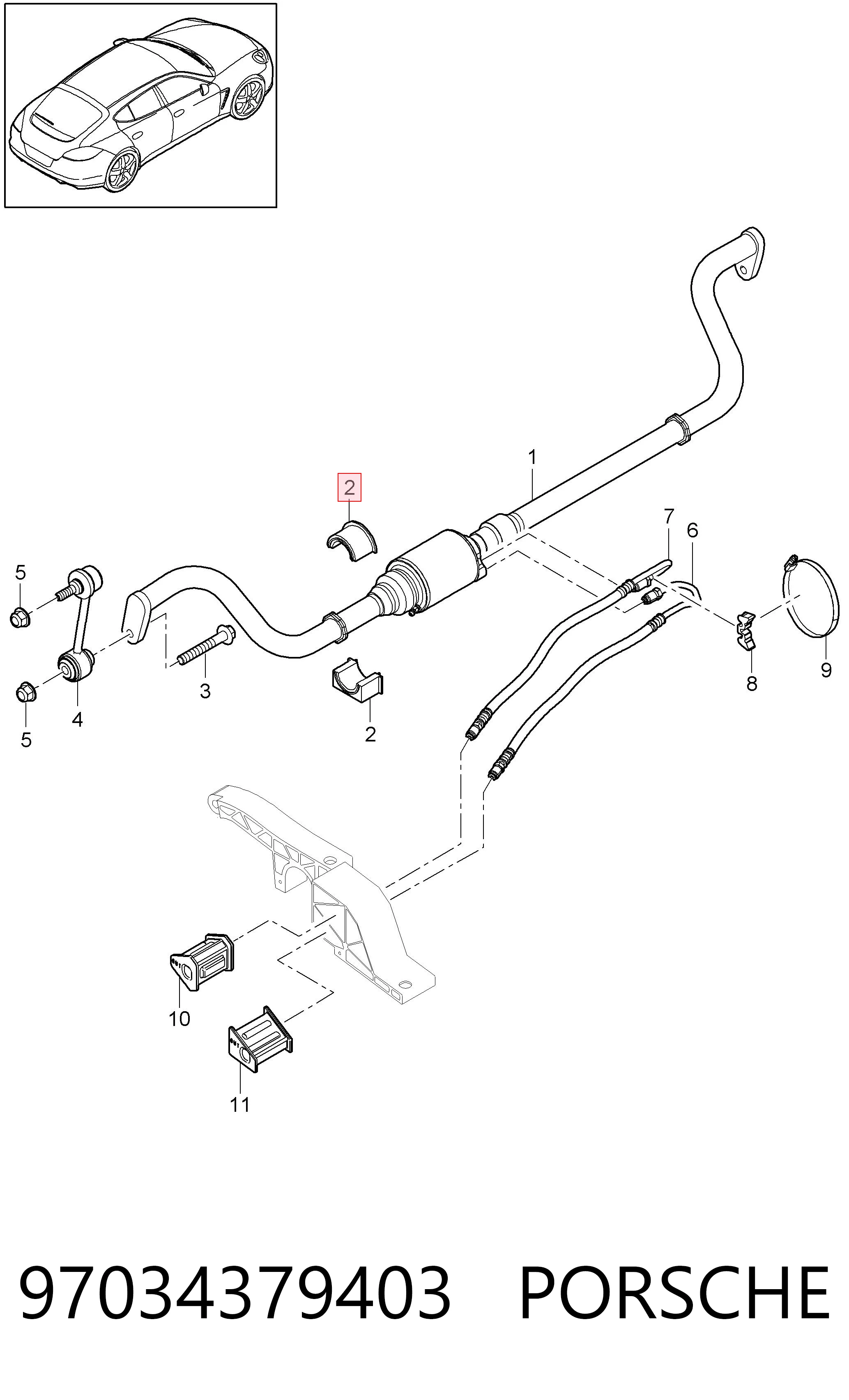 97034379403 Porsche Втулка стабілізатора переднього